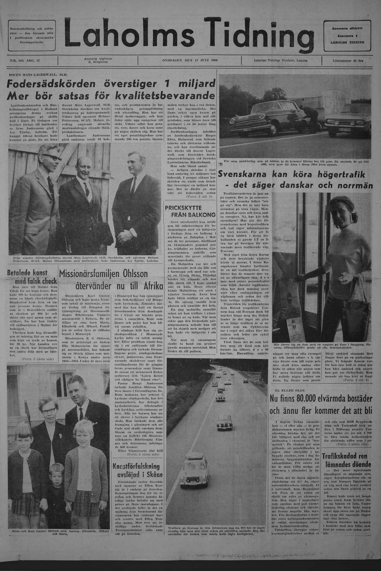 Laholms Tidning Onsdag 17 juli 1968, sida 1