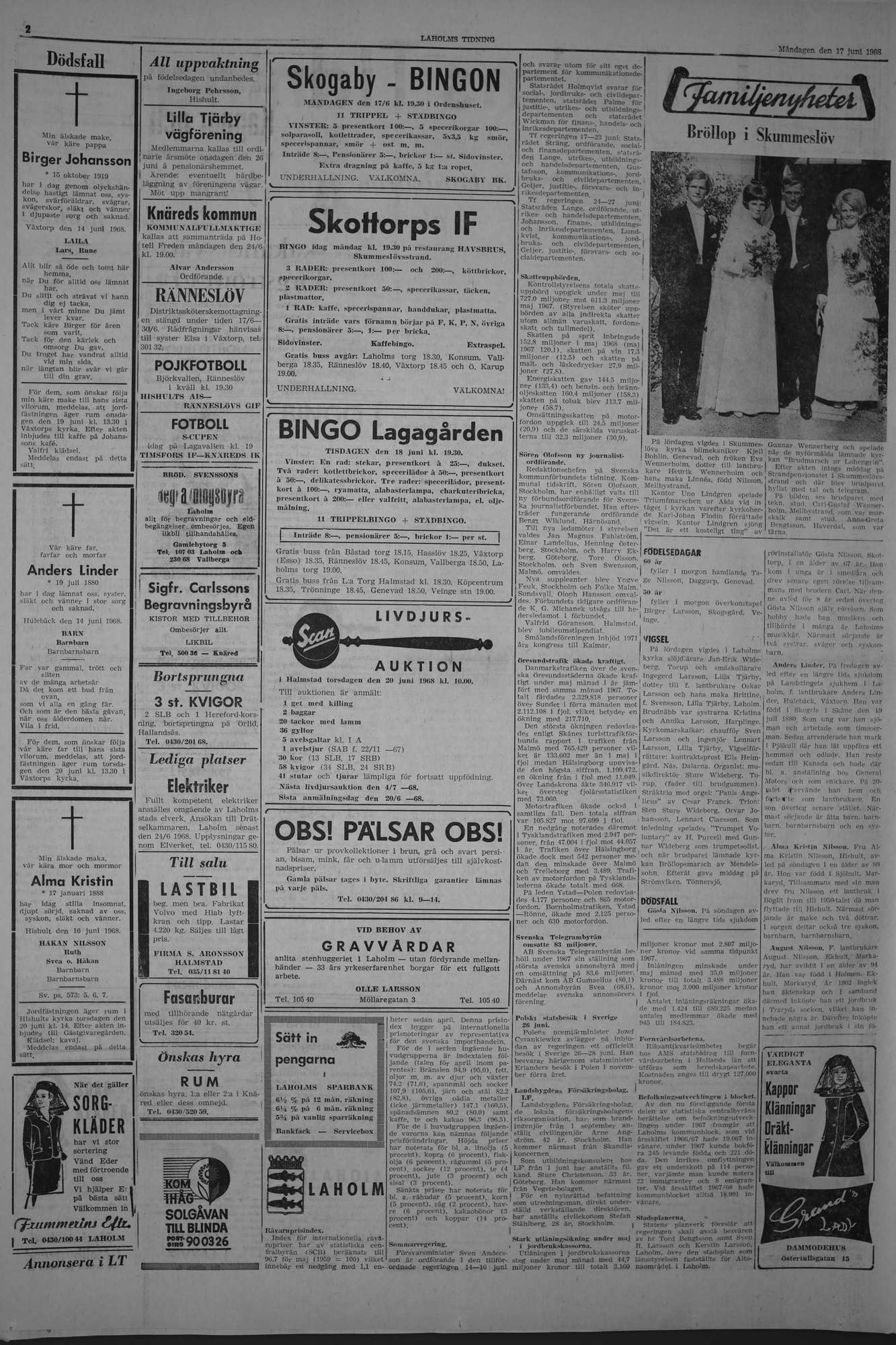 Laholms Tidning Måndag 17 juni 1968, sida 2
