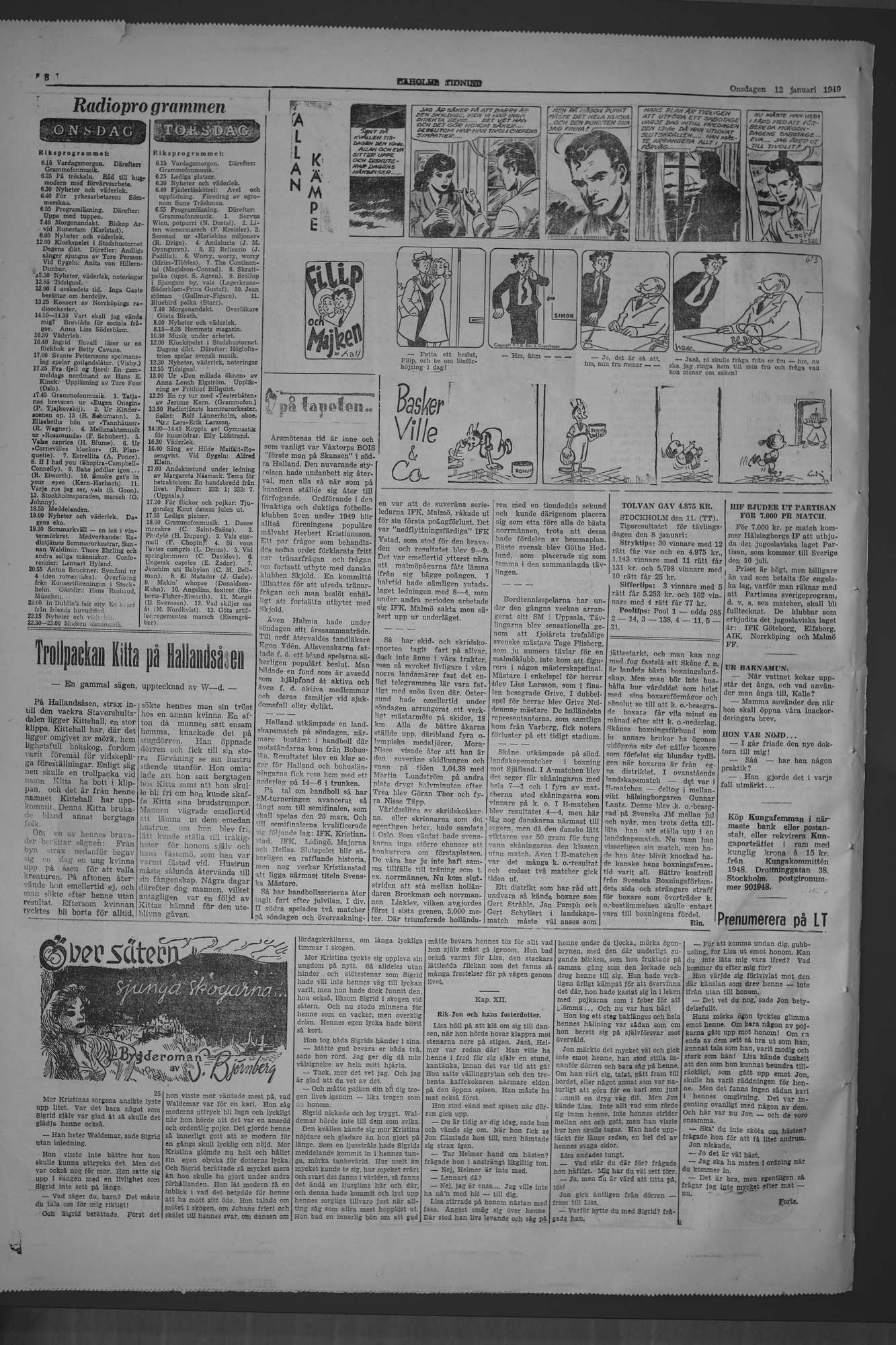 Laholms Tidning Onsdag 12 januari 1949, sida 8