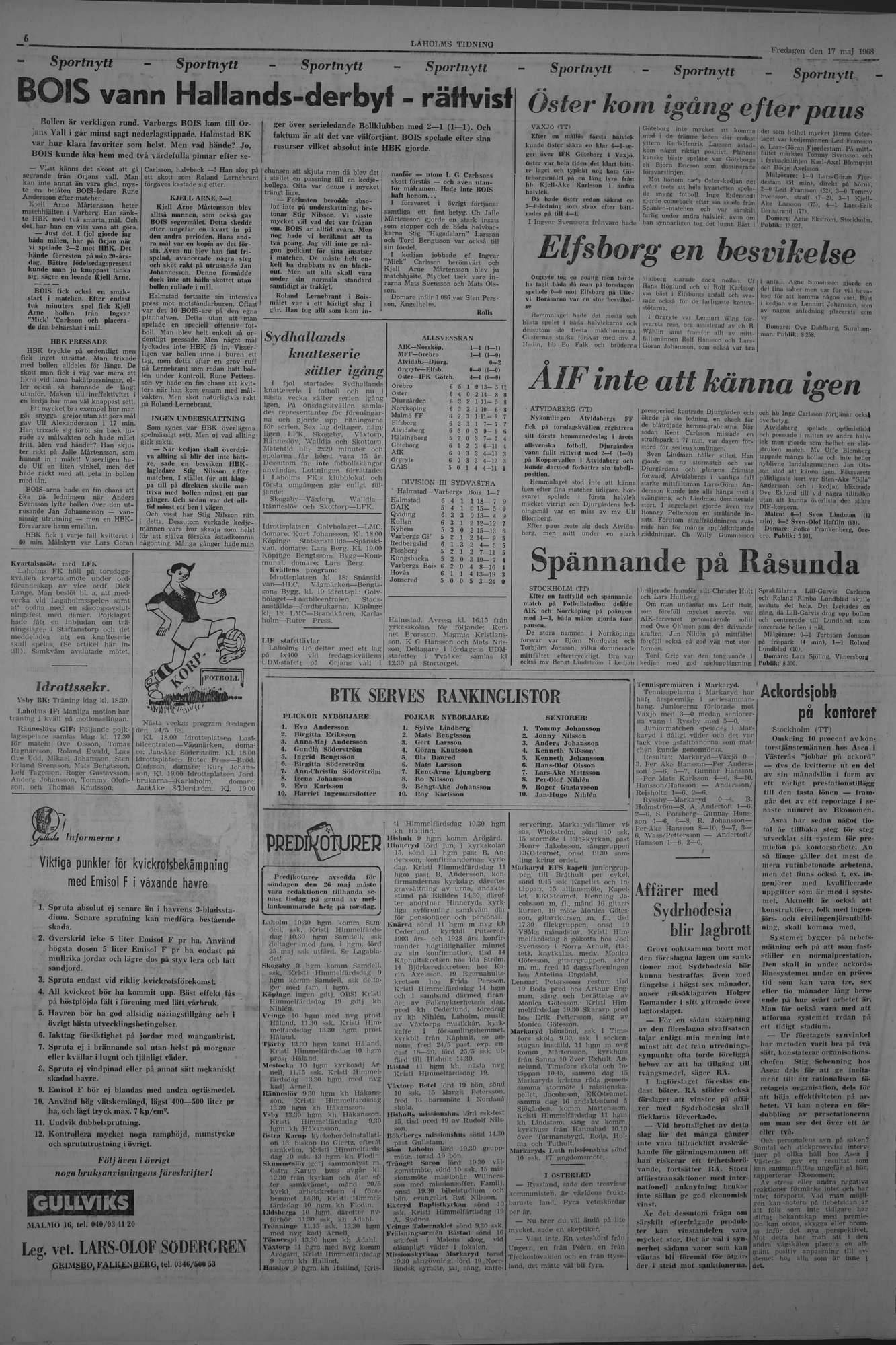 Laholms Tidning Fredag 17 maj 1968, sida 6