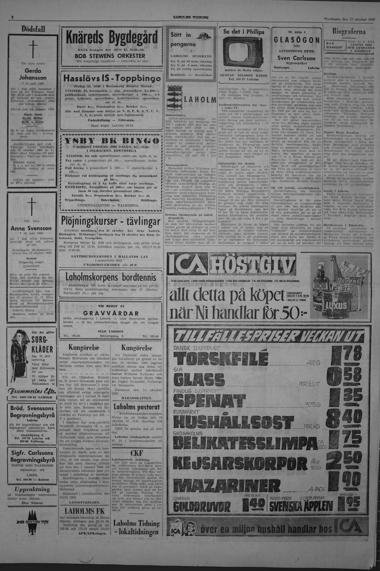Laholms Tidning Torsdag 17 oktober 1968, sida 2