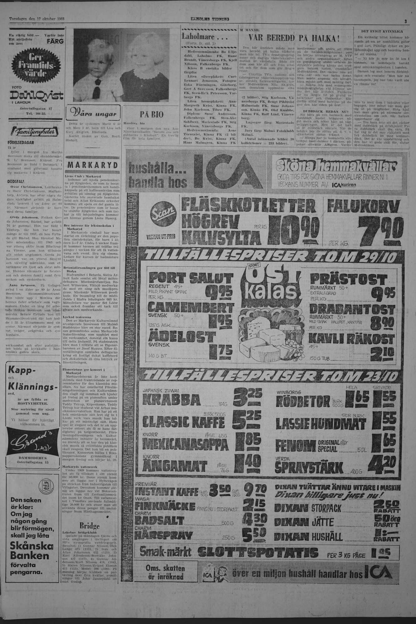Laholms Tidning Torsdag 17 oktober 1968, sida 3