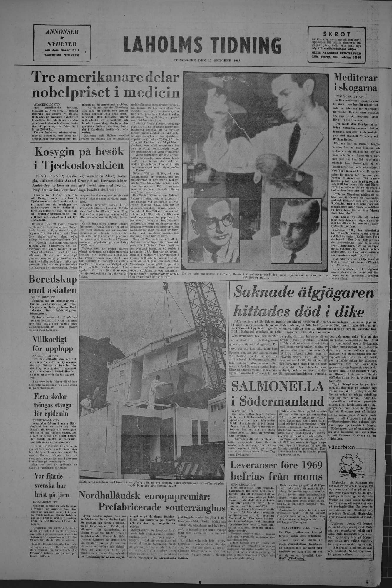 Laholms Tidning Torsdag 17 oktober 1968, sida 8