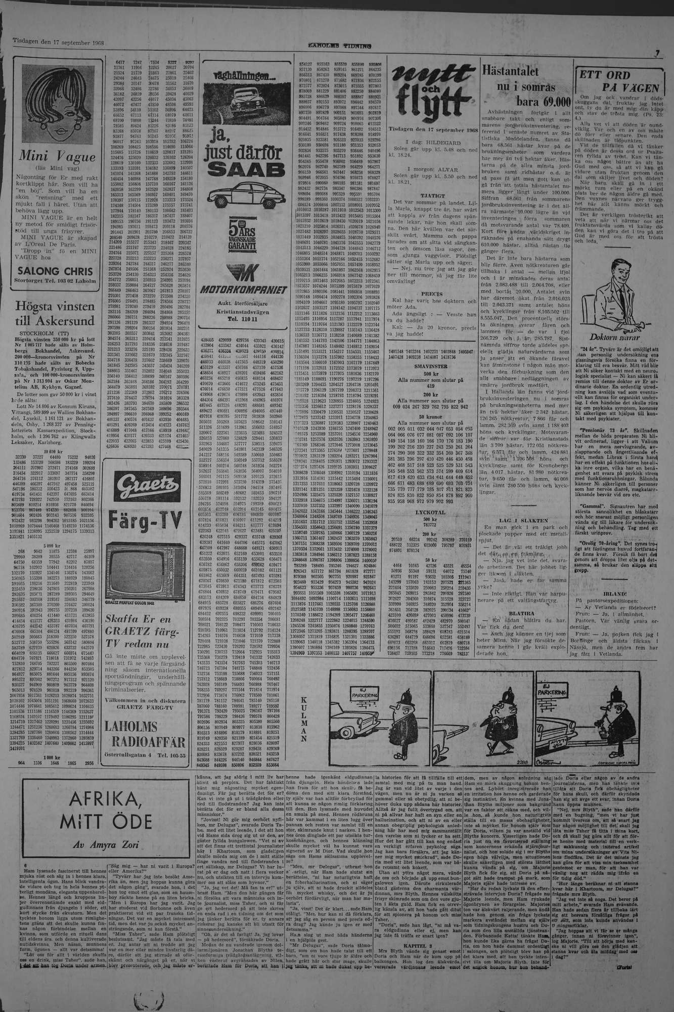 Laholms Tidning Tisdag 17 september 1968, sida 7