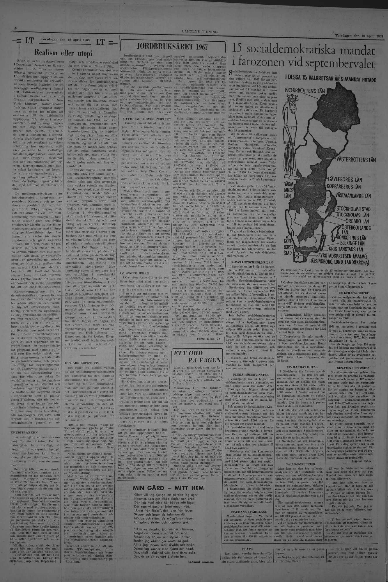 Laholms Tidning Torsdag 18 april 1968, sida 4
