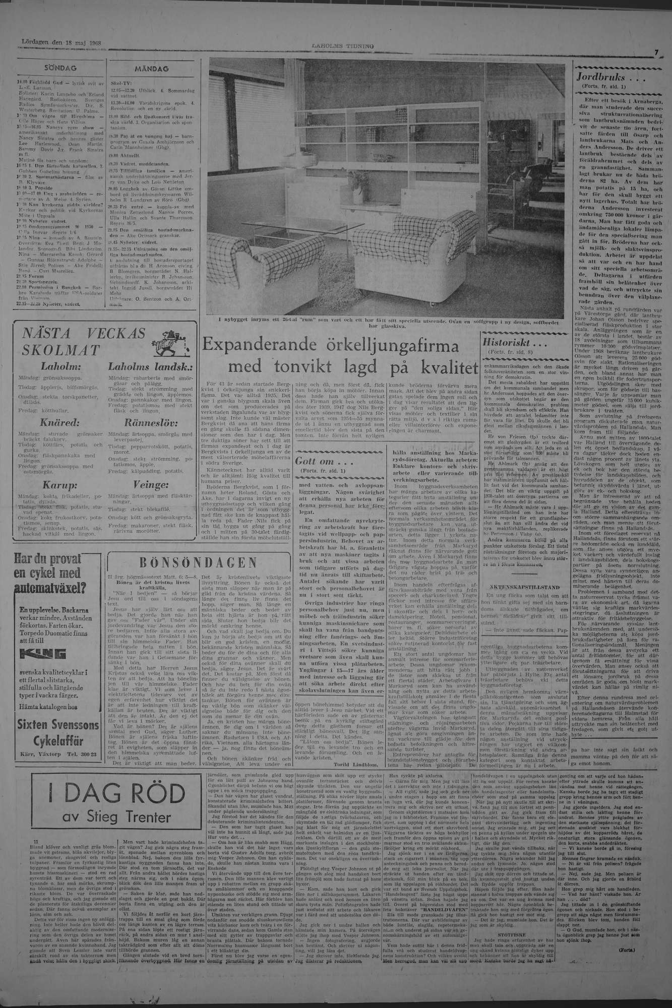 Laholms Tidning Lördag 18 maj 1968, sida 7