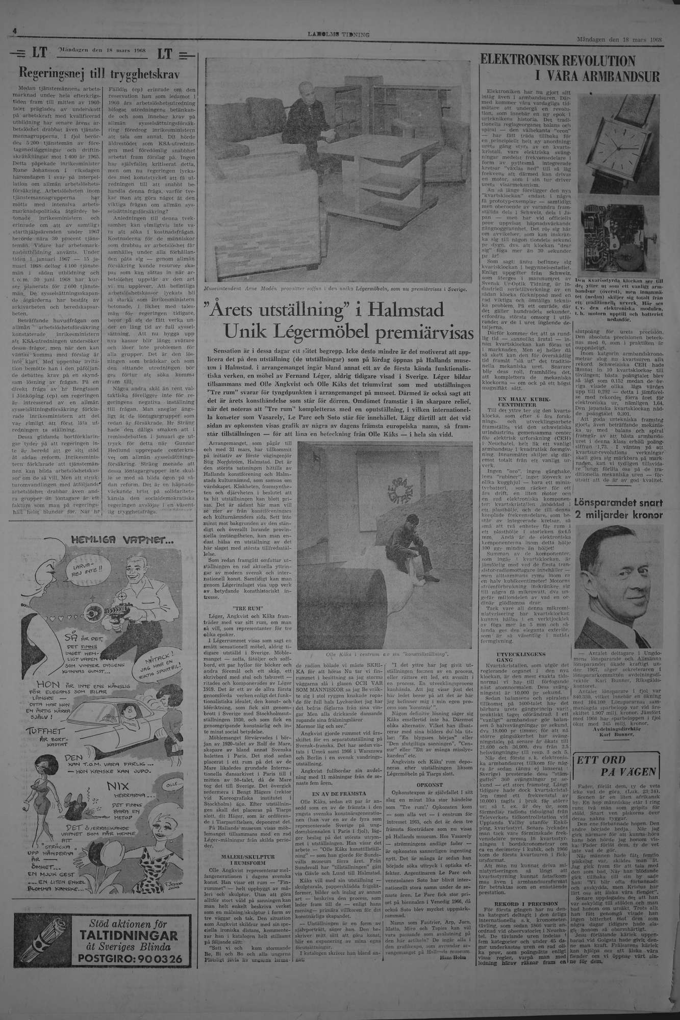 Laholms Tidning Måndag 18 mars 1968, sida 4