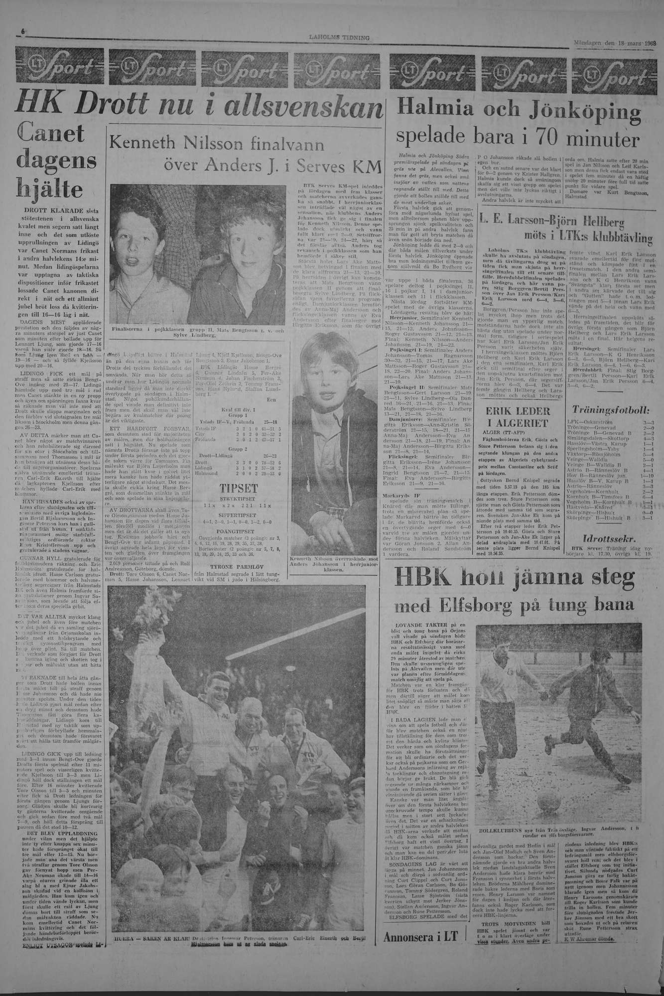 Laholms Tidning Måndag 18 mars 1968, sida 6