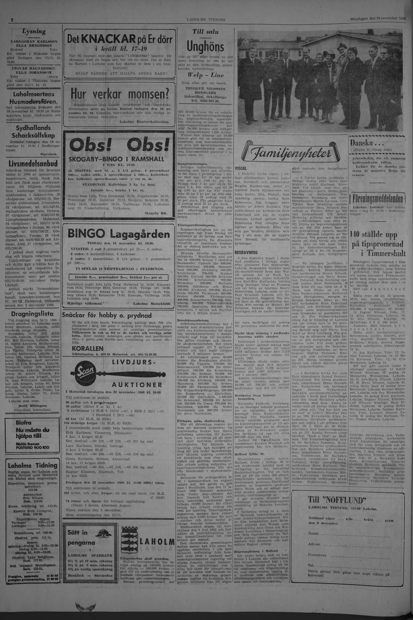 Laholms Tidning Måndag 18 november 1968, sida 2