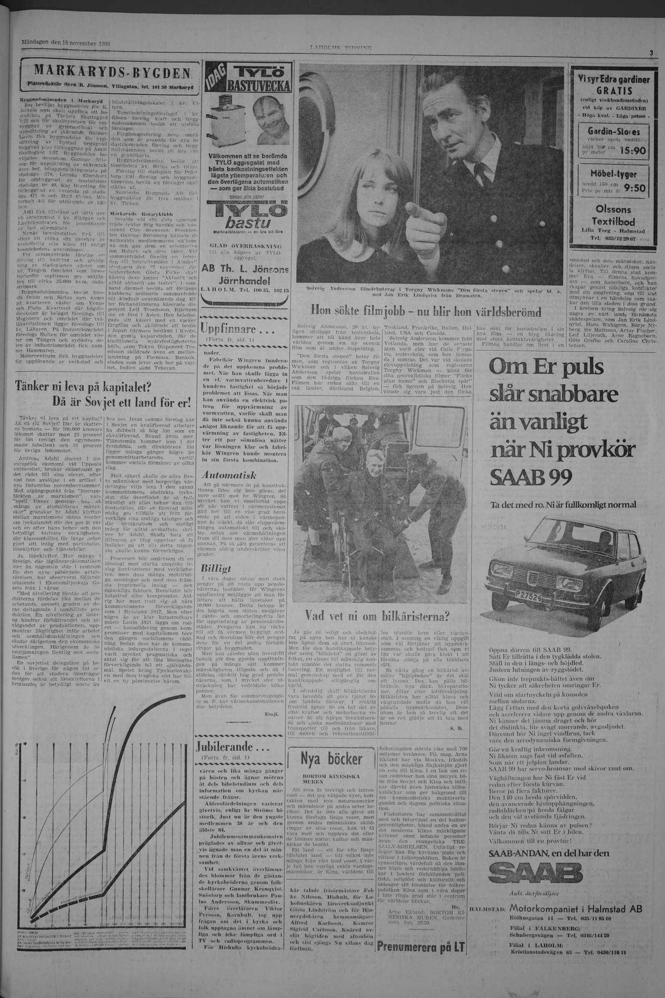 Laholms Tidning Måndag 18 november 1968, sida 3