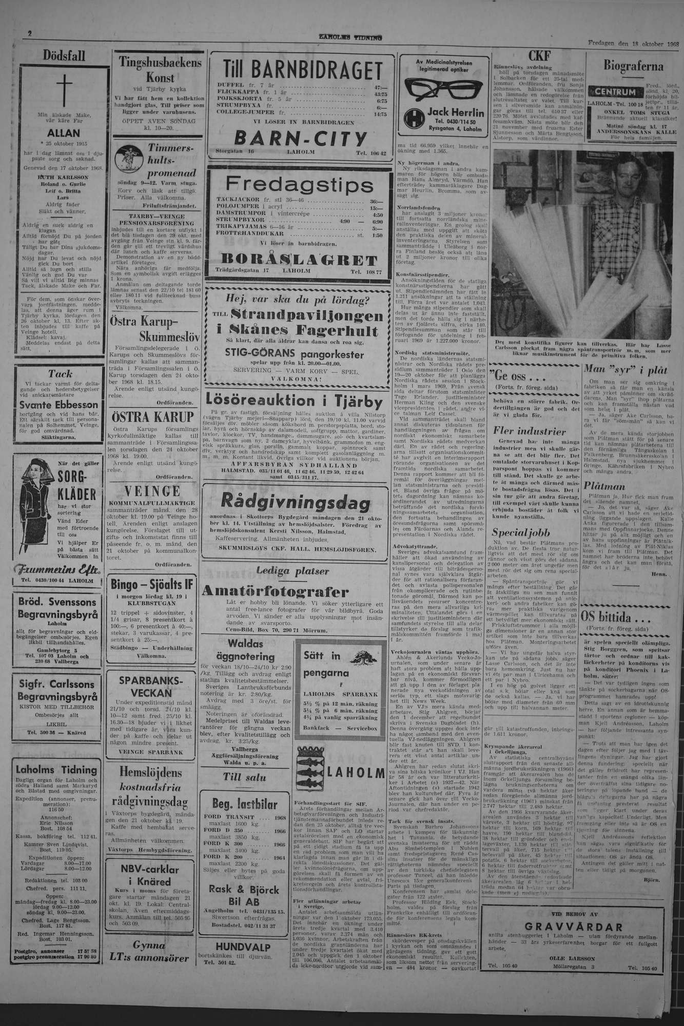 Laholms Tidning Fredag 18 oktober 1968, sida 2