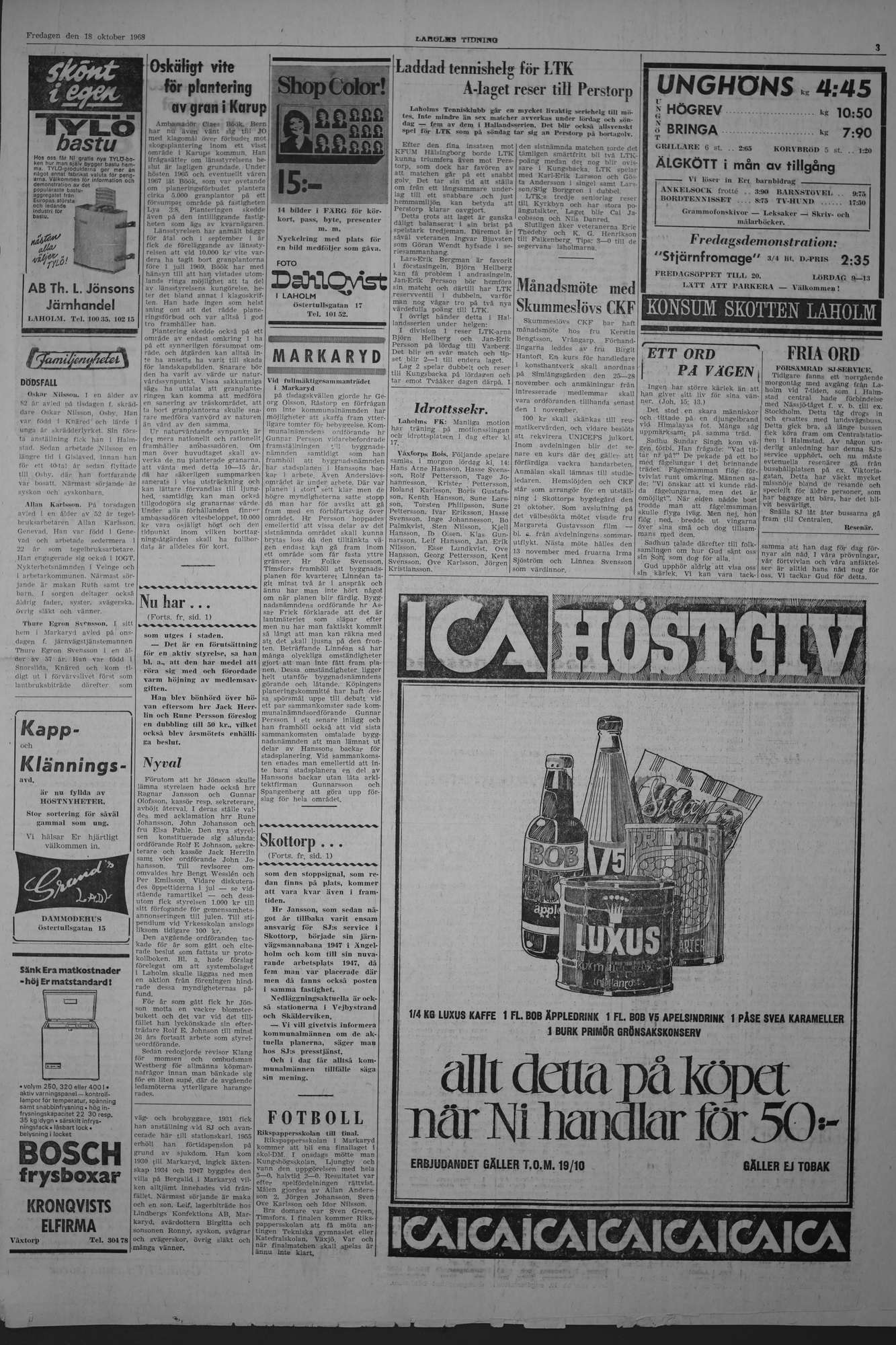Laholms Tidning Fredag 18 oktober 1968, sida 3