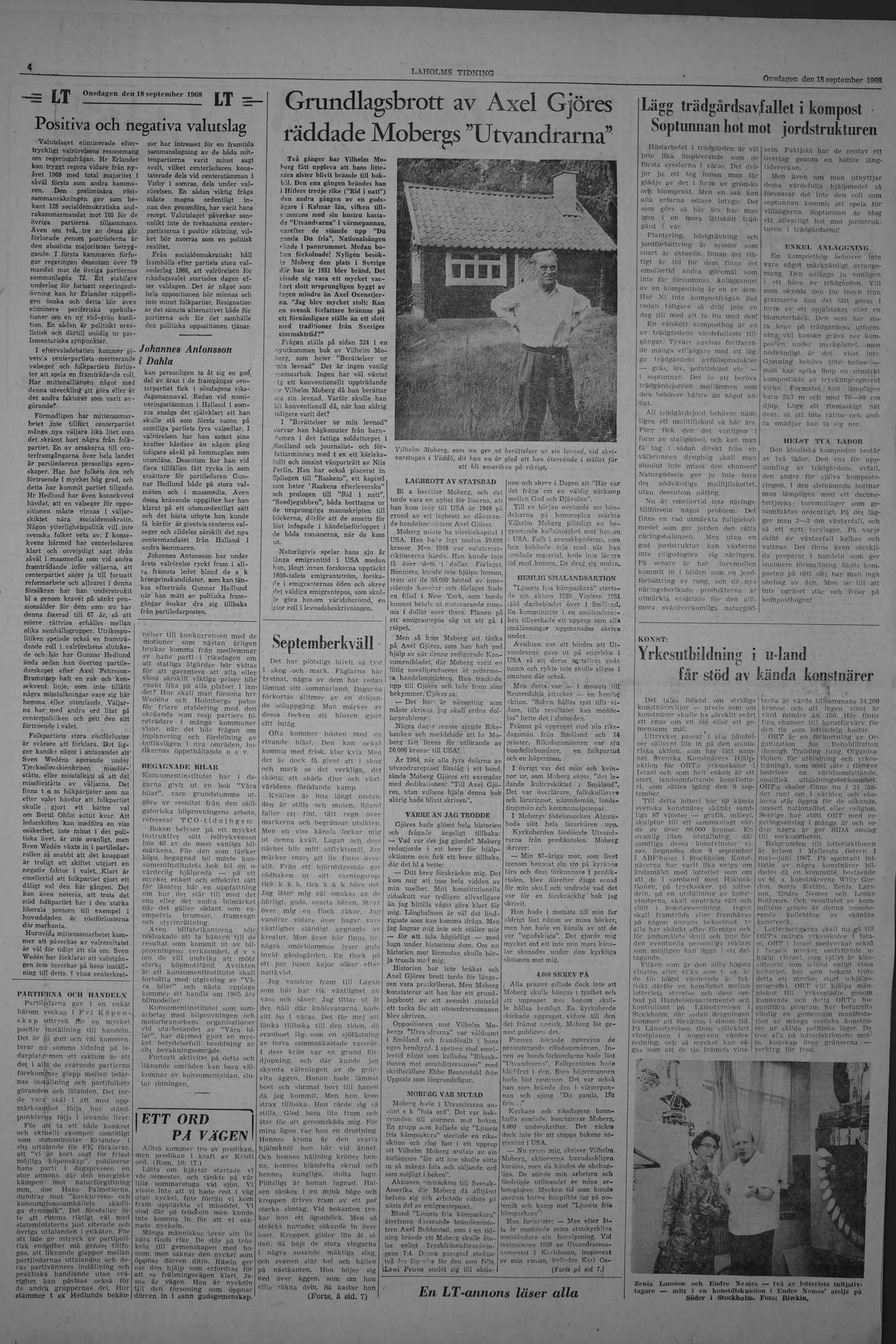 Laholms Tidning Onsdag 18 september 1968, sida 4