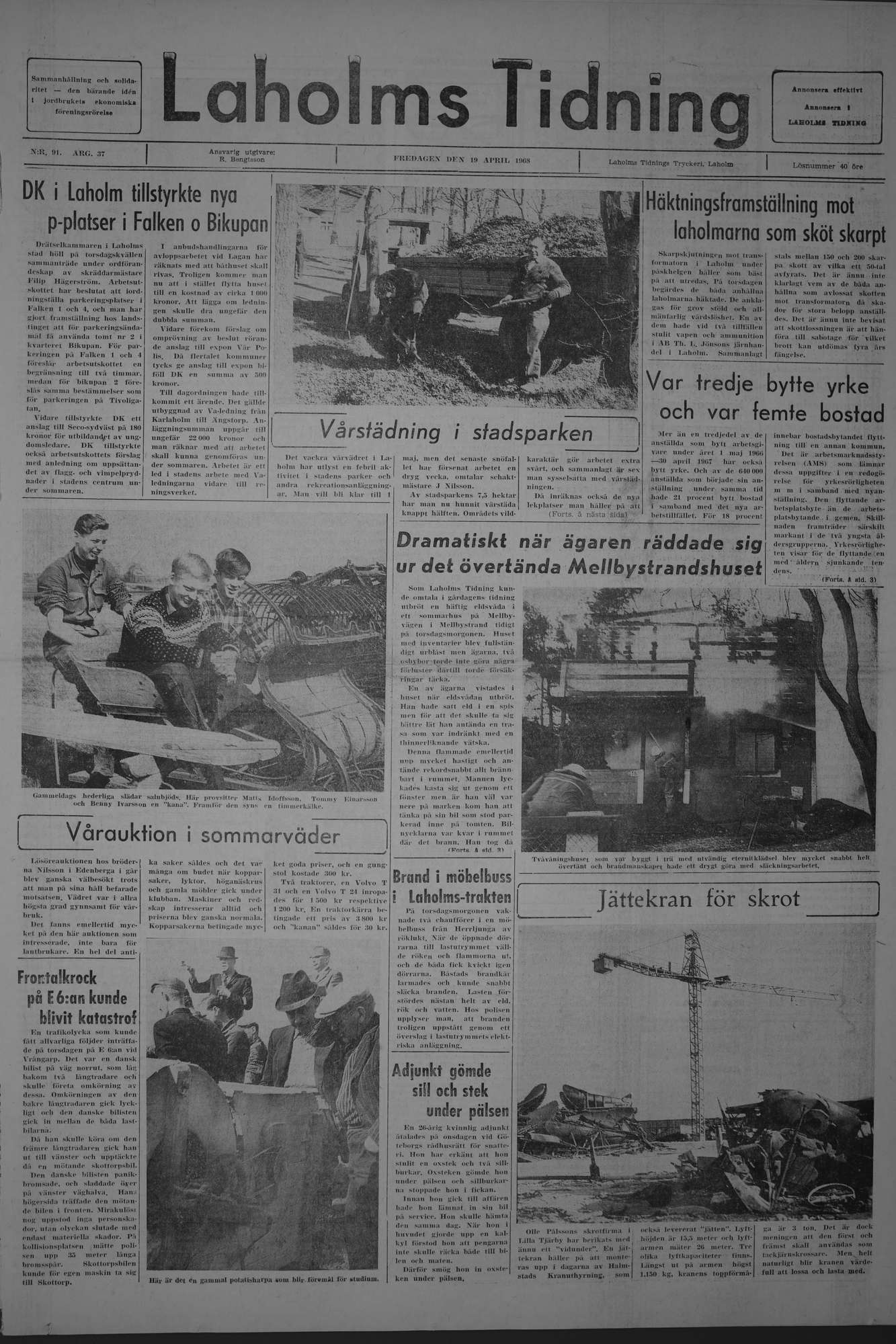 Laholms Tidning Fredag 19 april 1968, sida 1