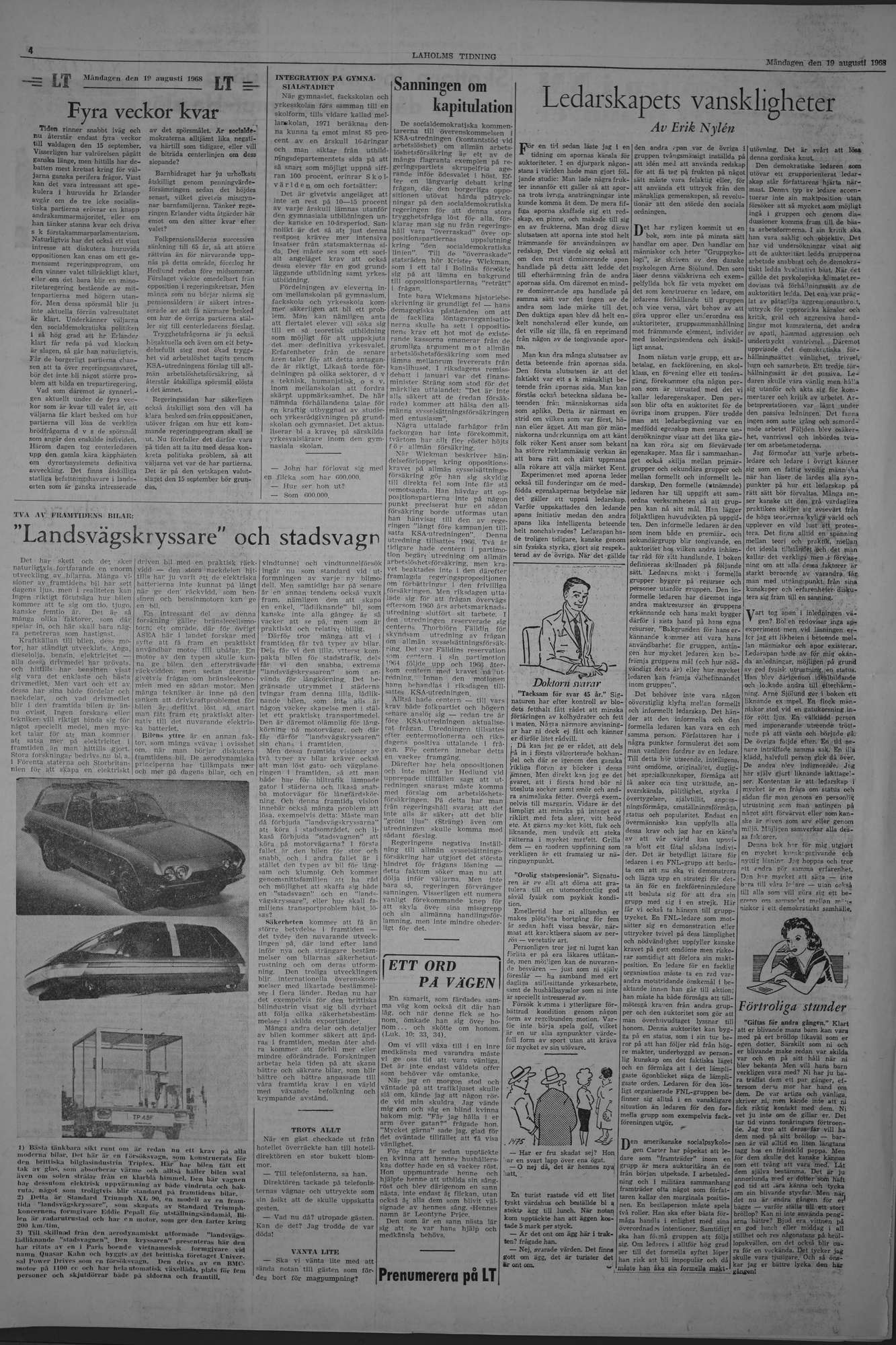 Laholms Tidning Måndag 19 augusti 1968, sida 4
