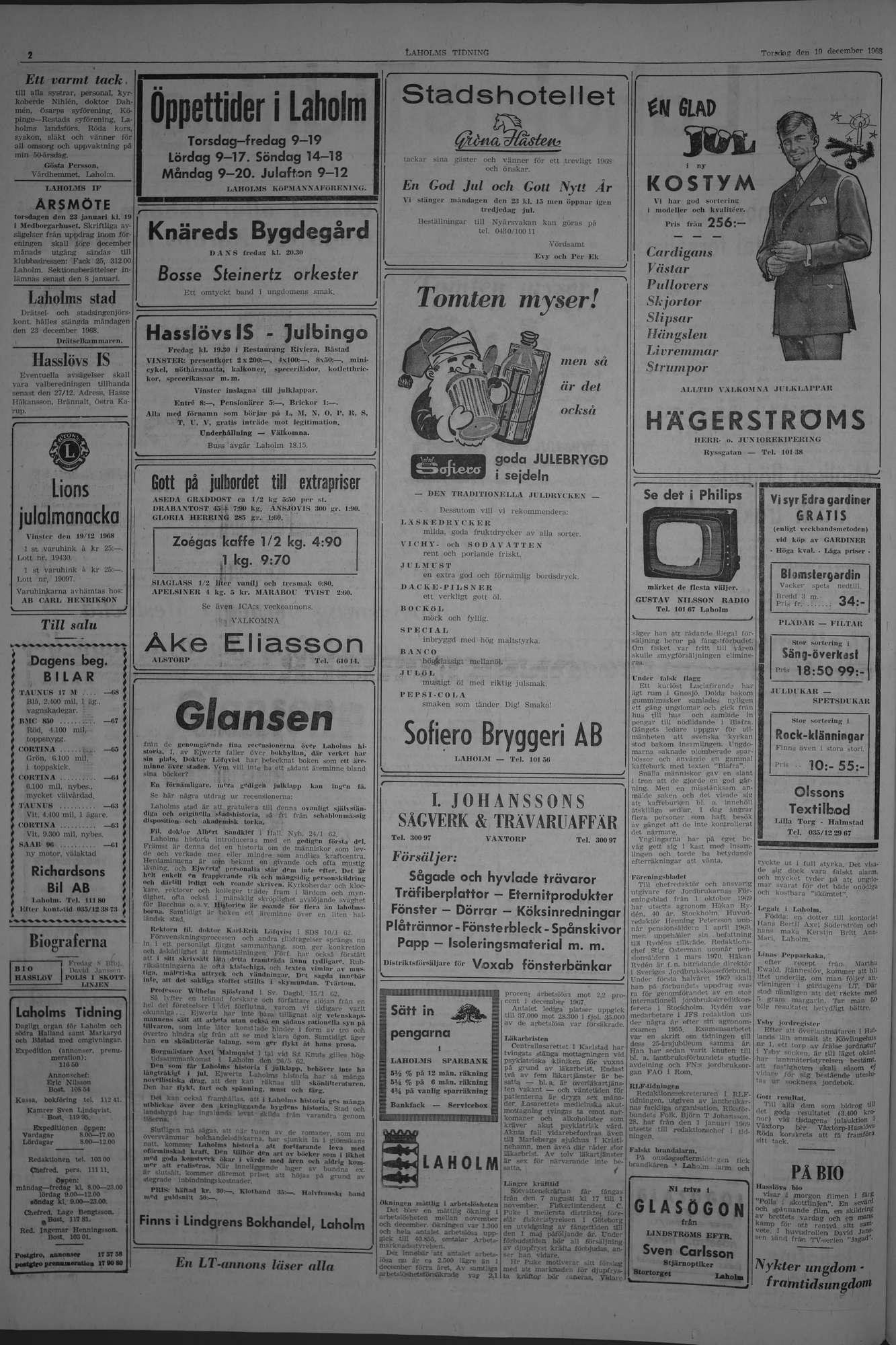 Laholms Tidning Torsdag 19 december 1968, sida 2
