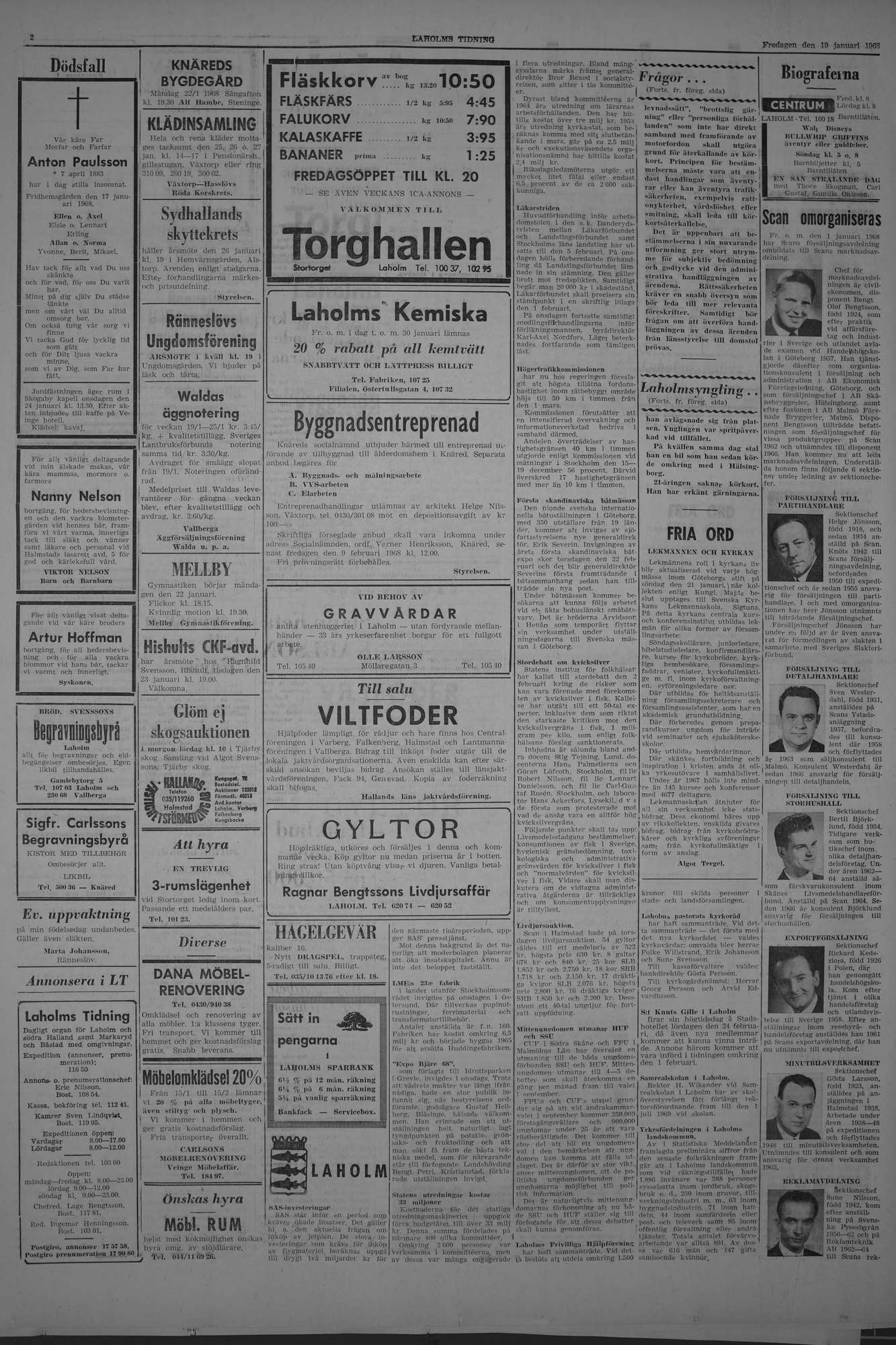 Laholms Tidning Fredag 19 januari 1968, sida 2