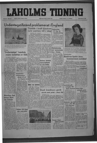 Förstasidan, Tisdag 12 juli 1949