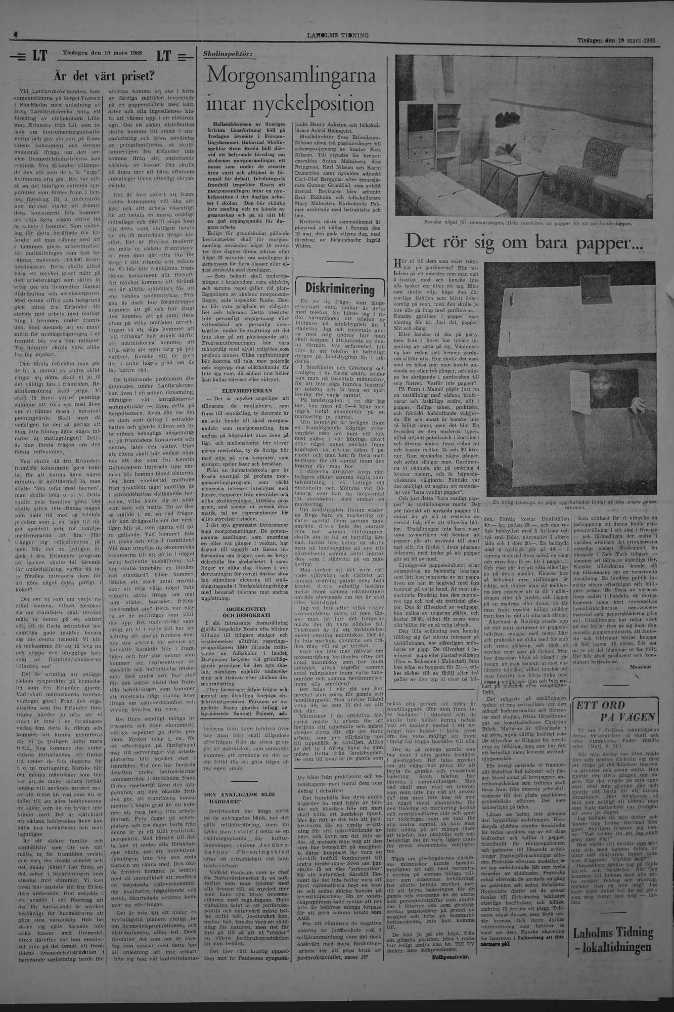 Laholms Tidning Tisdag 19 mars 1968, sida 4
