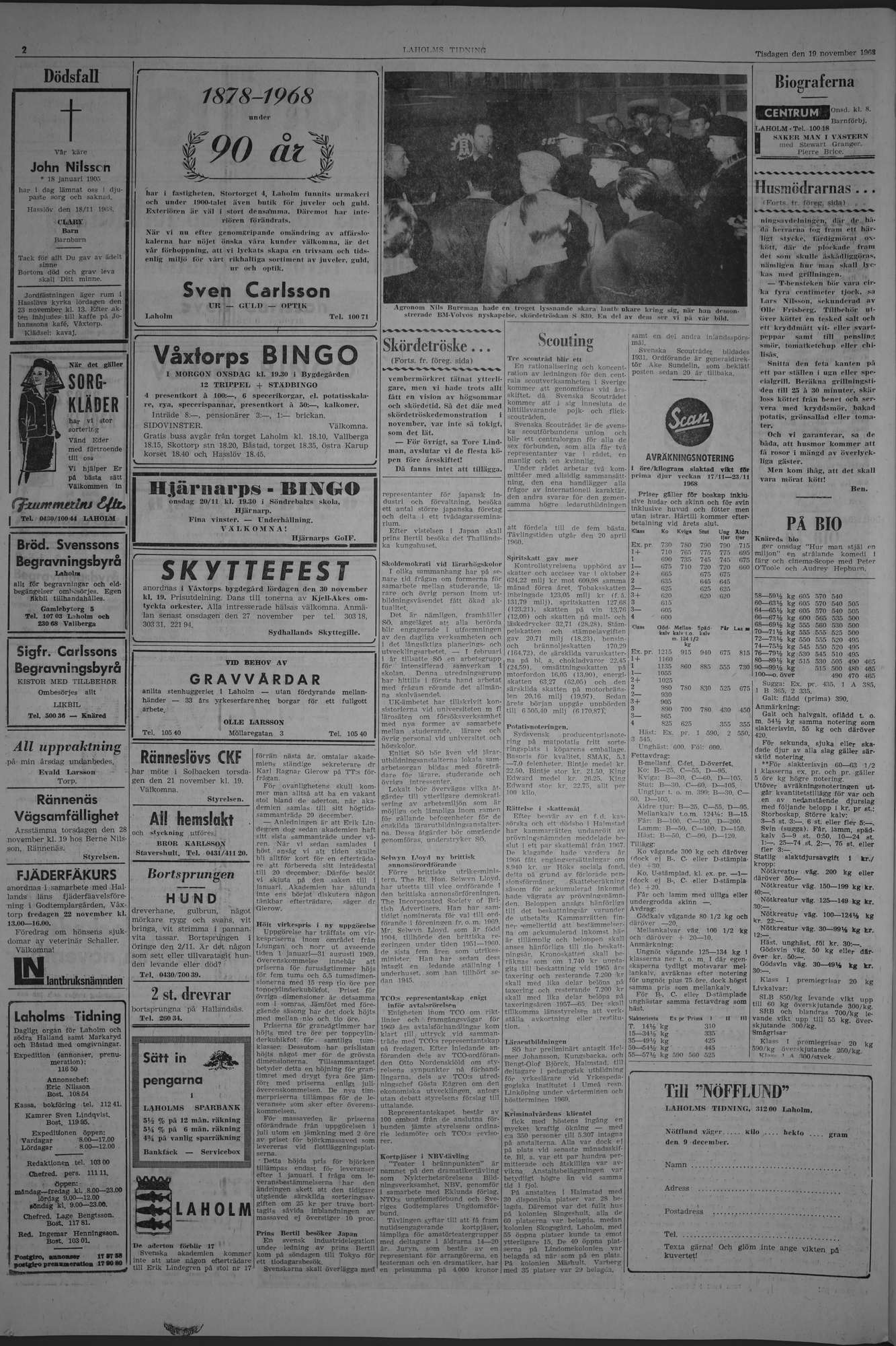 Laholms Tidning Tisdag 19 november 1968, sida 2