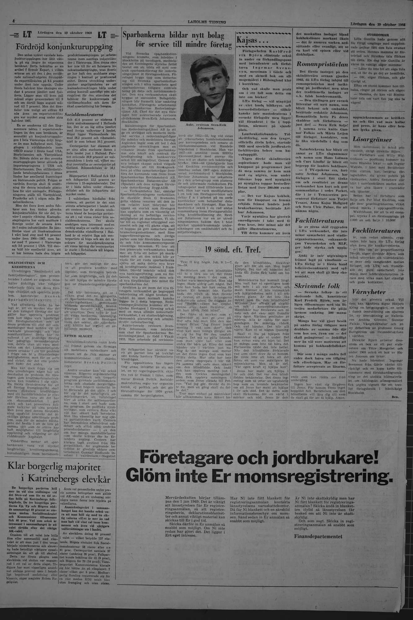 Laholms Tidning Lördag 19 oktober 1968, sida 4