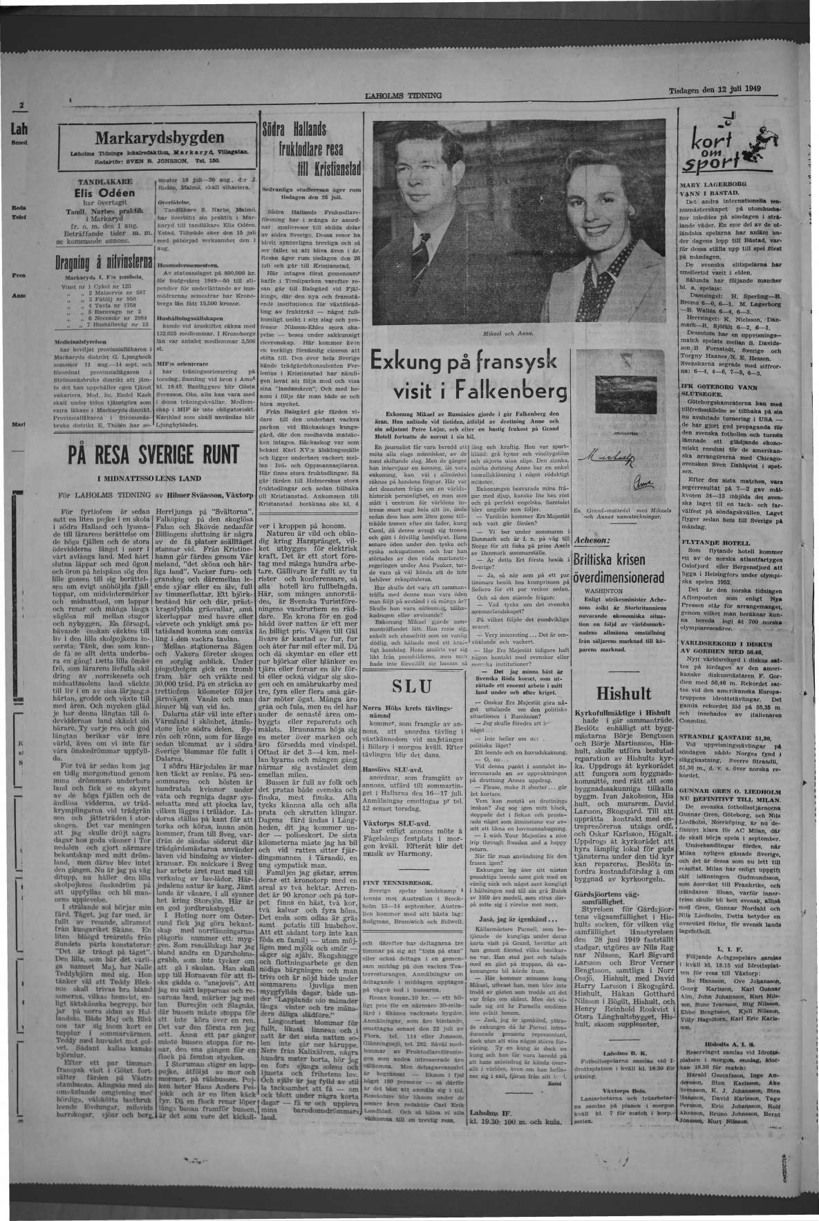 Laholms Tidning Tisdag 12 juli 1949, sida 4