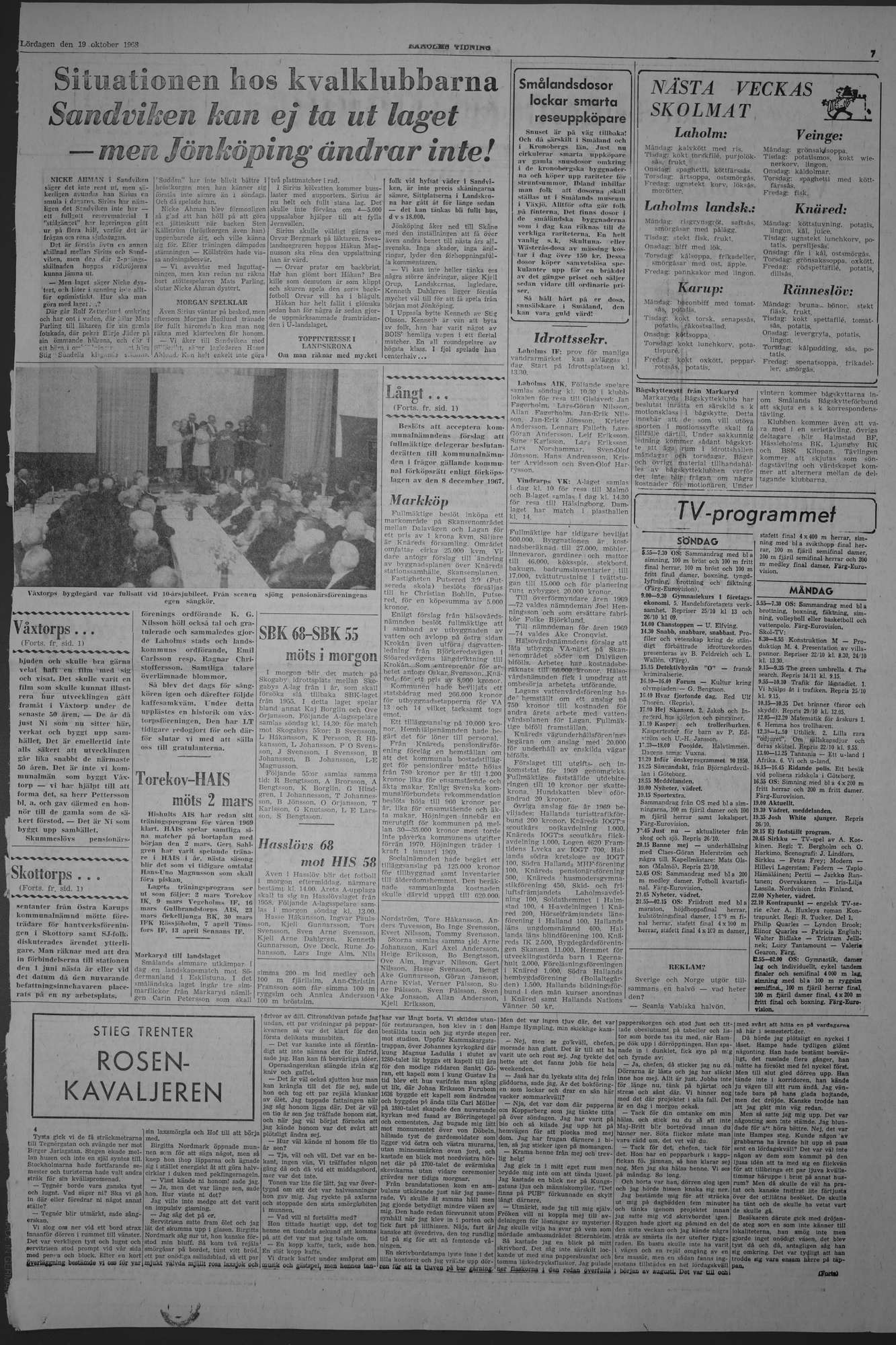 Laholms Tidning Lördag 19 oktober 1968, sida 7