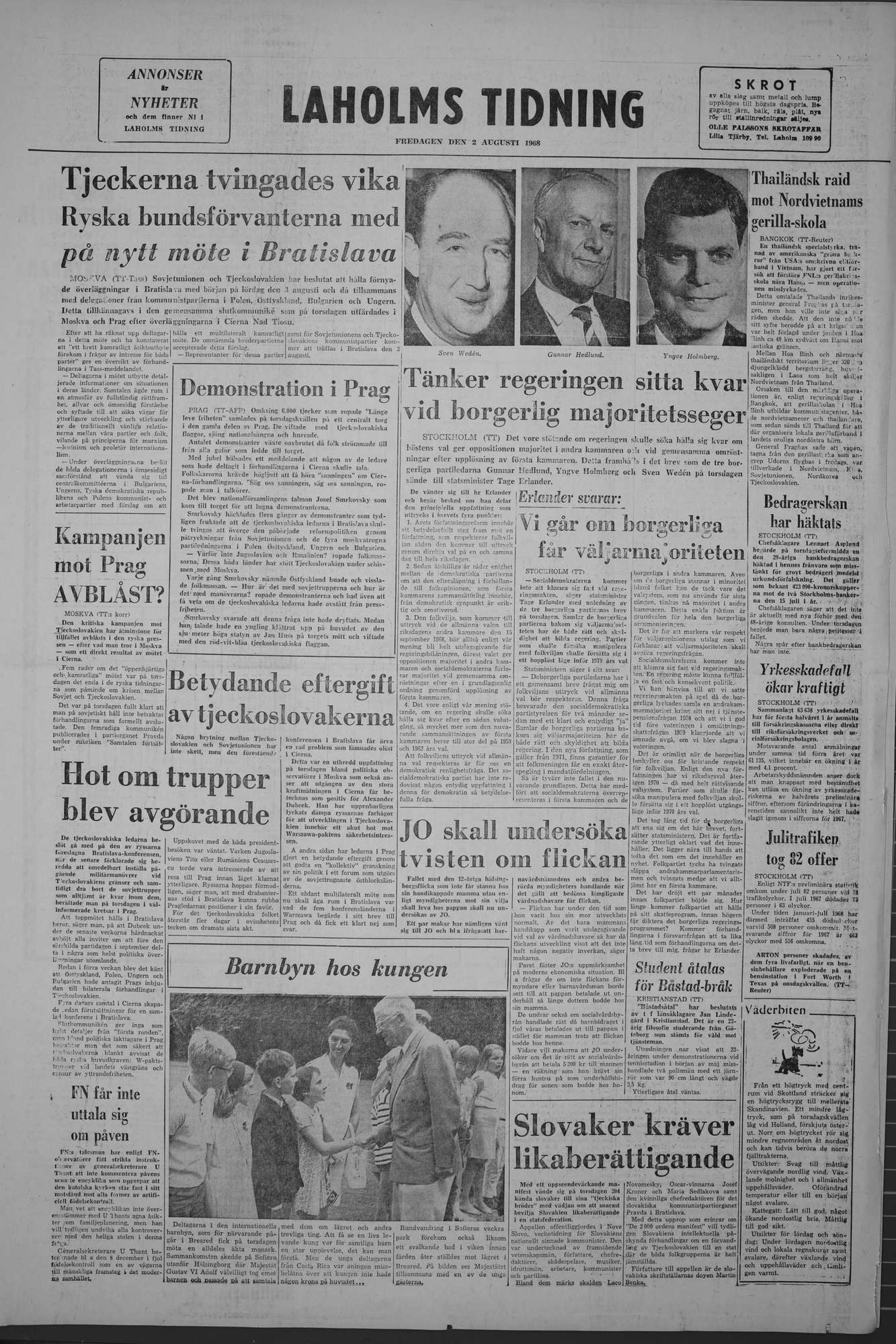 Laholms Tidning Fredag 2 augusti 1968, sida 8