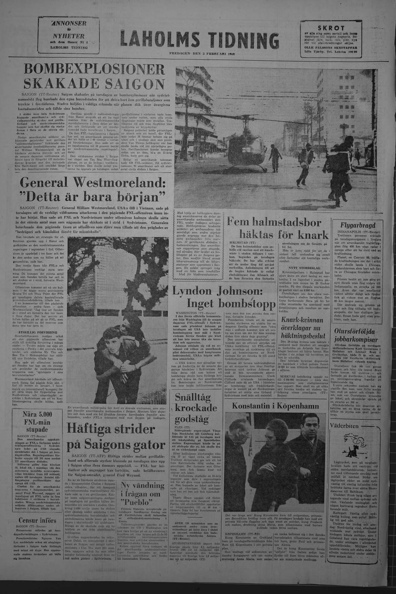 Laholms Tidning Fredag 2 februari 1968, sida 8