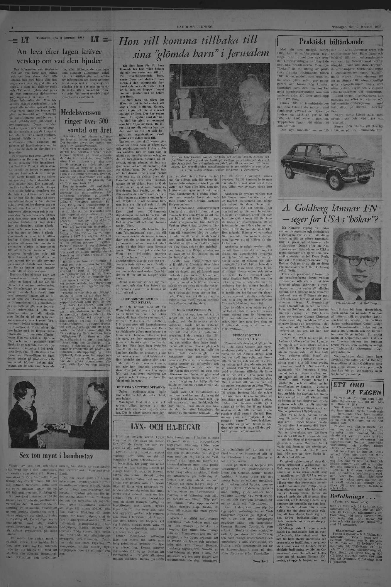 Laholms Tidning Tisdag 2 januari 1968, sida 4