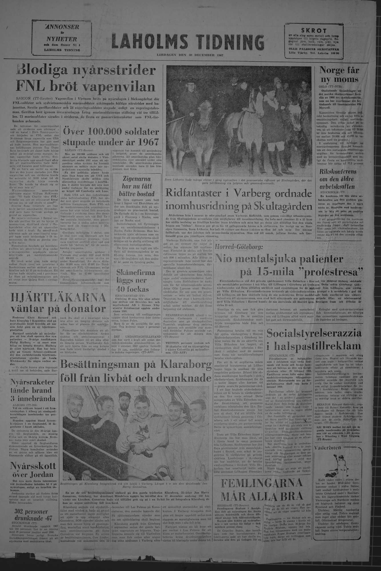 Laholms Tidning Tisdag 2 januari 1968, sida 8