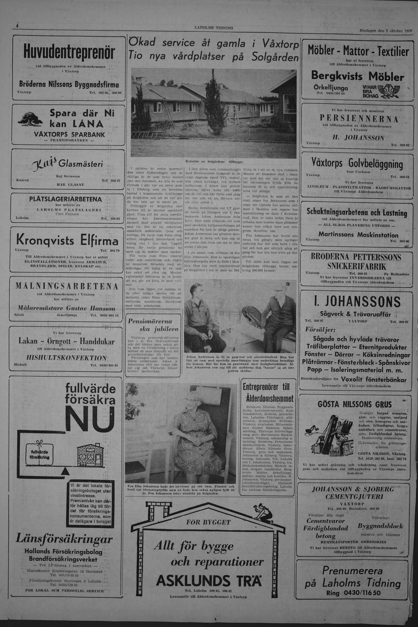 Laholms Tidning Onsdag 2 oktober 1968, sida 4
