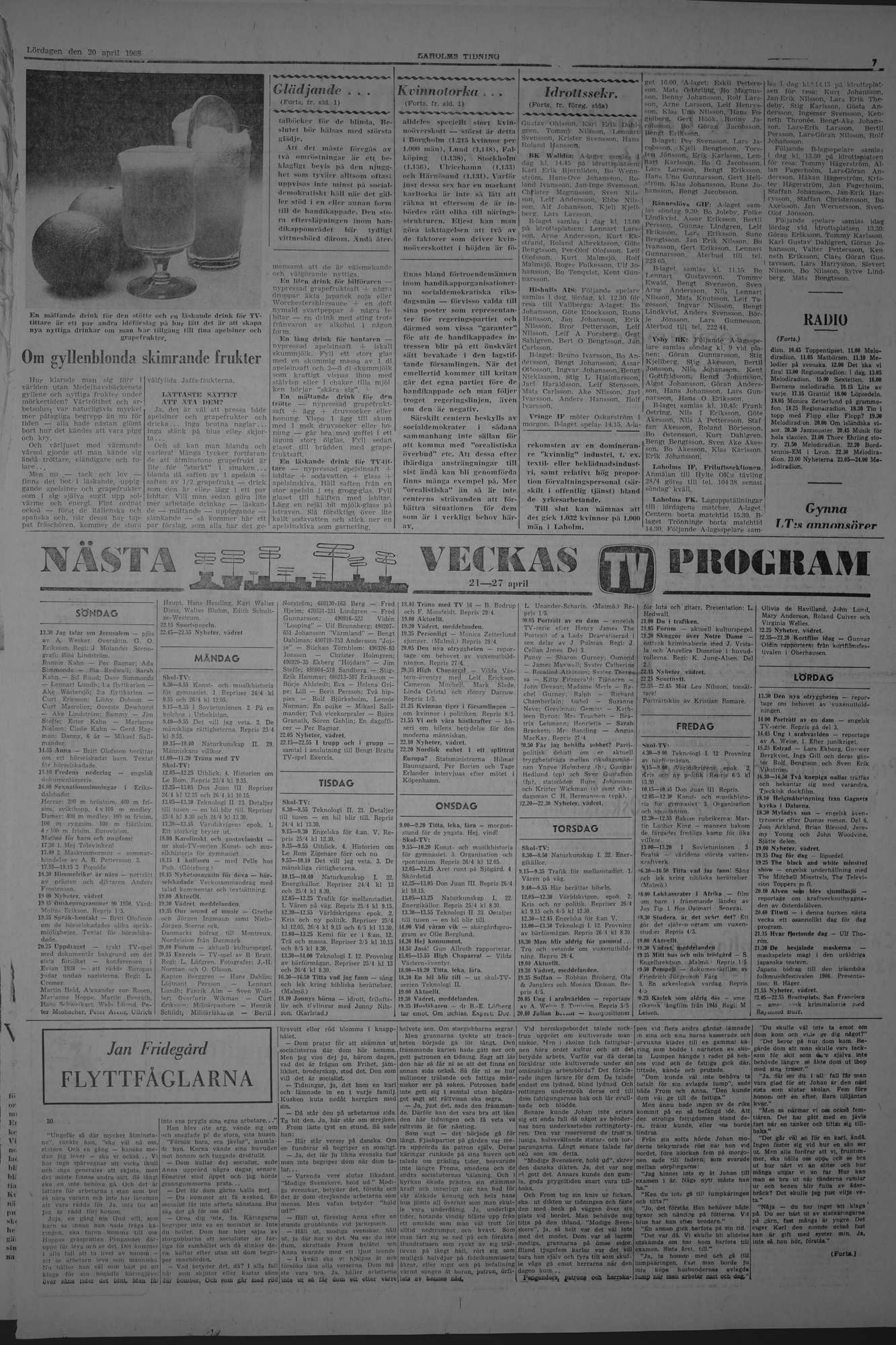 Laholms Tidning Lördag 20 april 1968, sida 7