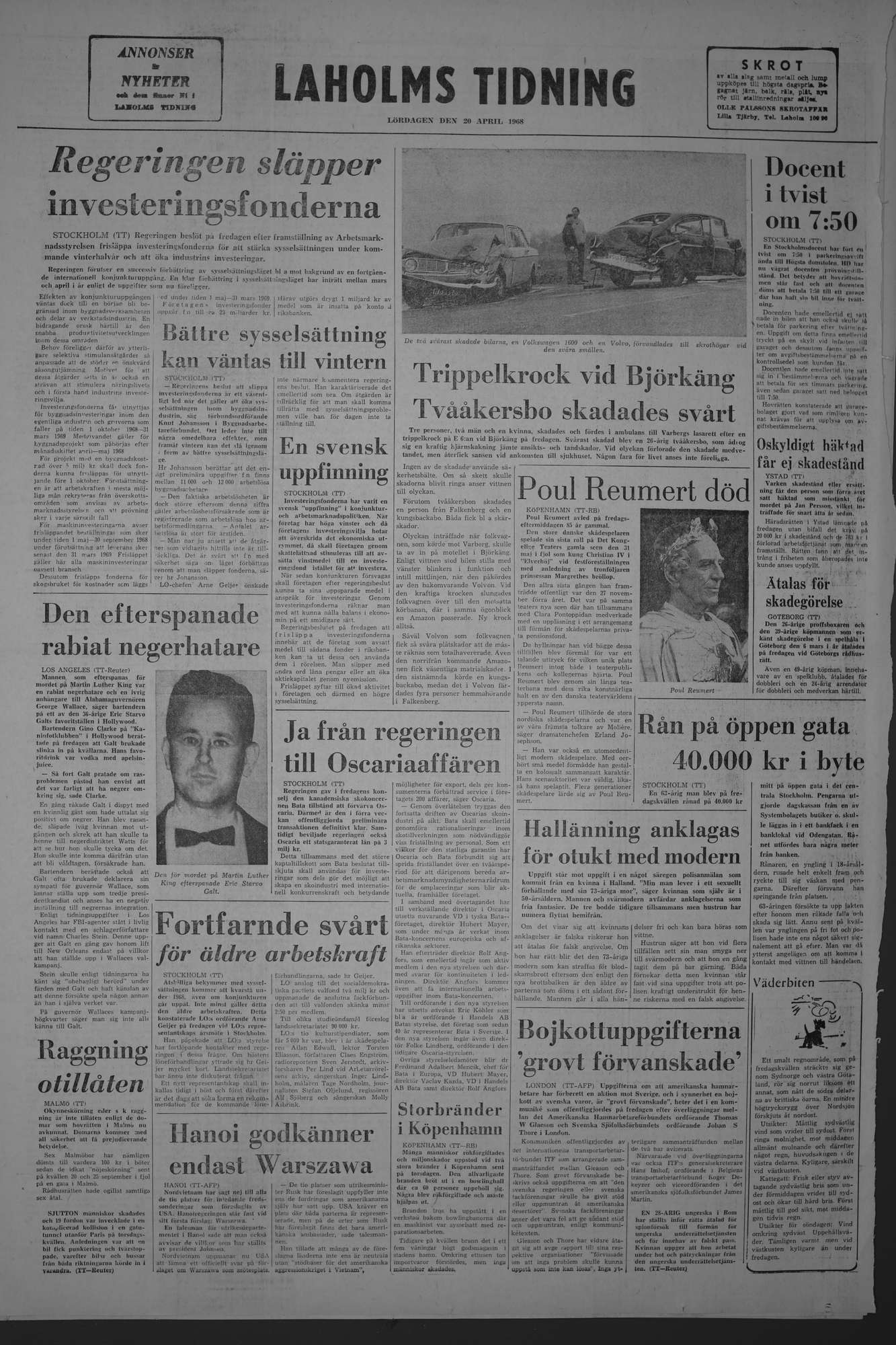 Laholms Tidning Lördag 20 april 1968, sida 8