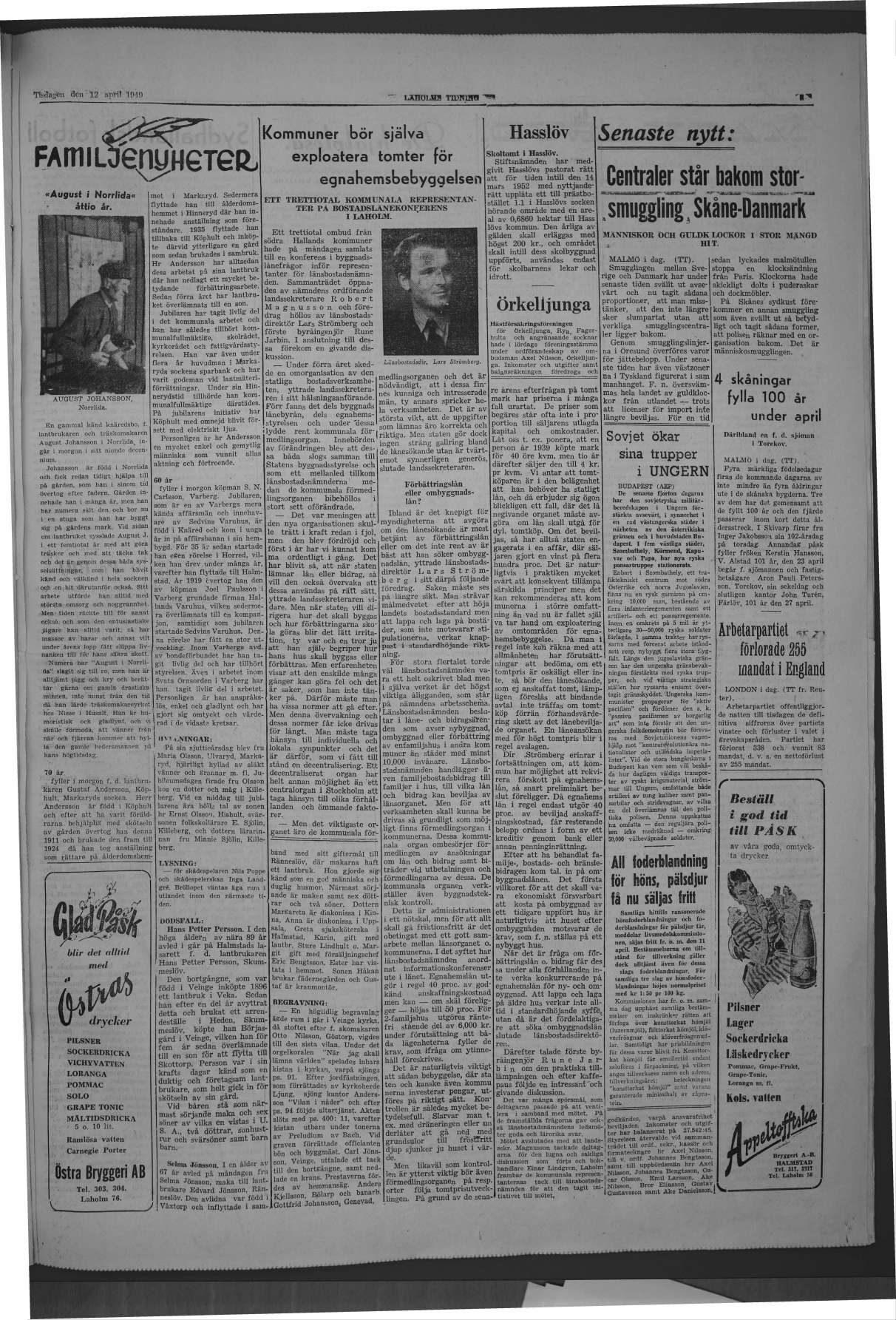 Laholms Tidning Tisdag 12 april 1949, sida 3