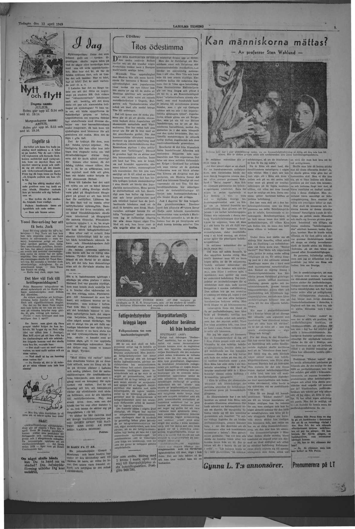 Laholms Tidning Tisdag 12 april 1949, sida 5