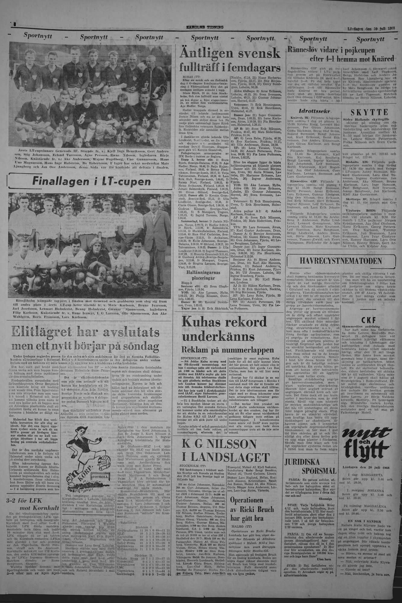 Laholms Tidning Lördag 20 juli 1968, sida 6