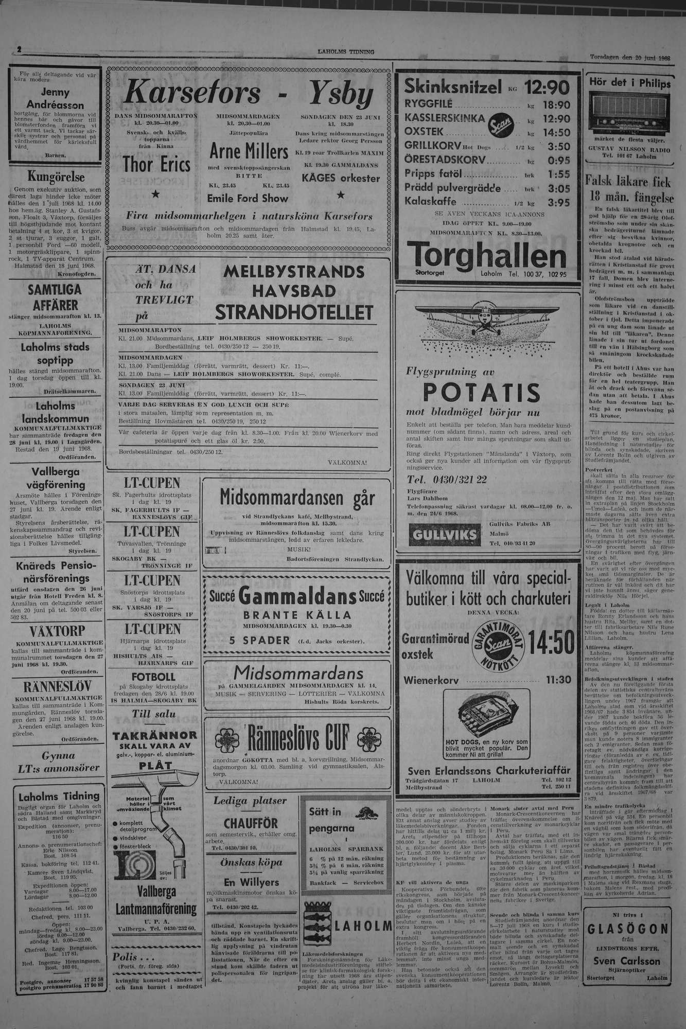 Laholms Tidning Torsdag 20 juni 1968, sida 2