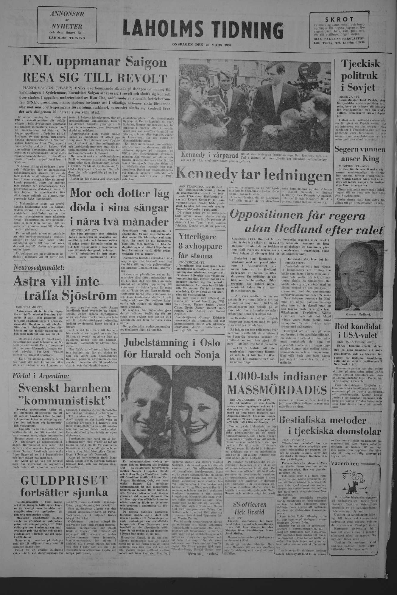 Laholms Tidning Onsdag 20 mars 1968, sida 8