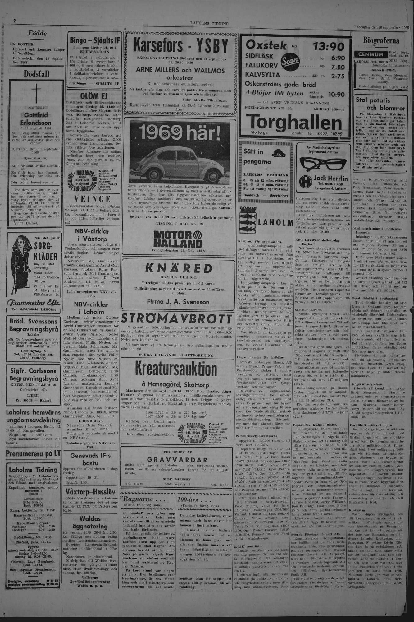 Laholms Tidning Fredag 20 september 1968, sida 2