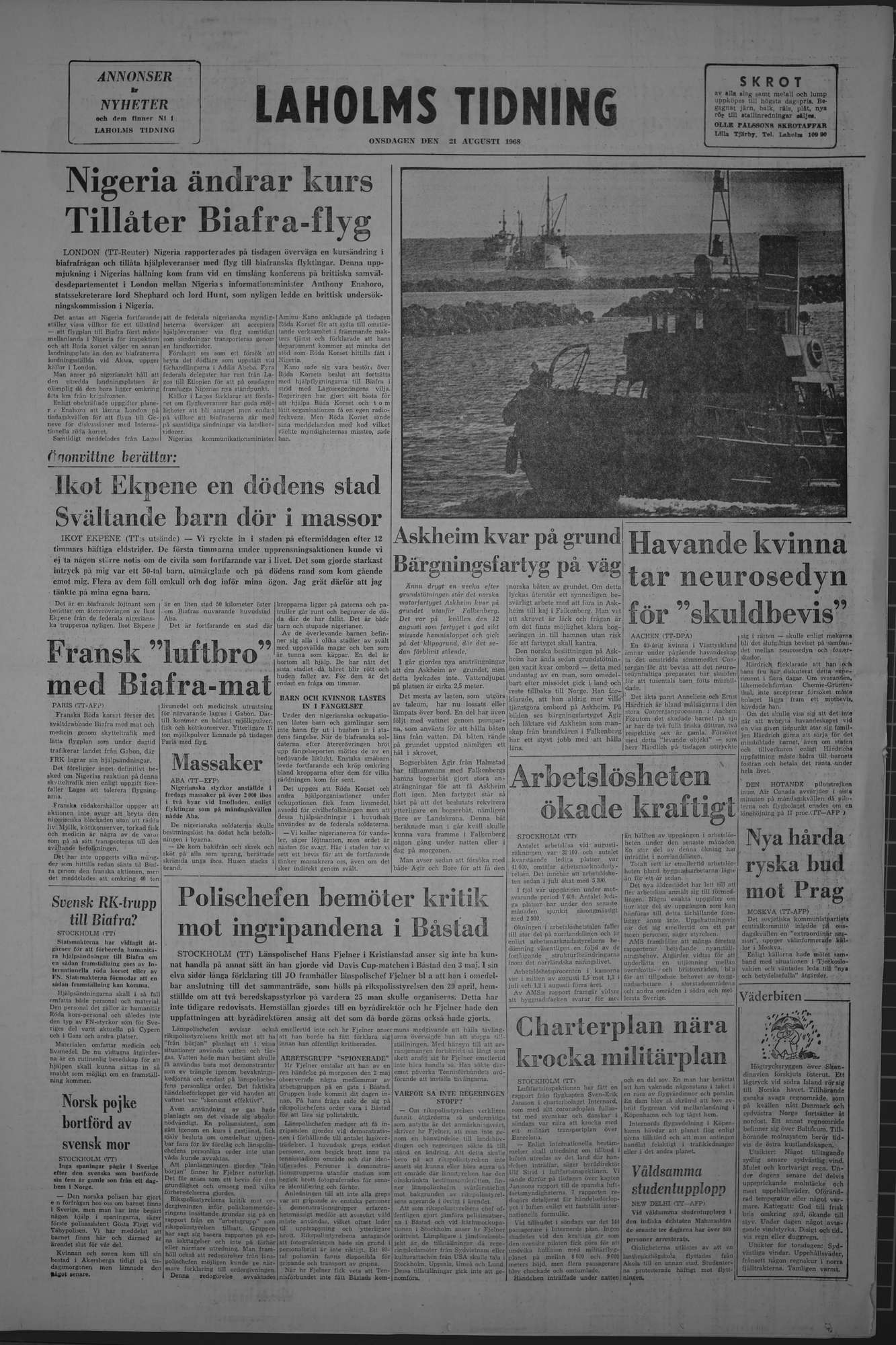 Laholms Tidning Onsdag 21 augusti 1968, sida 8