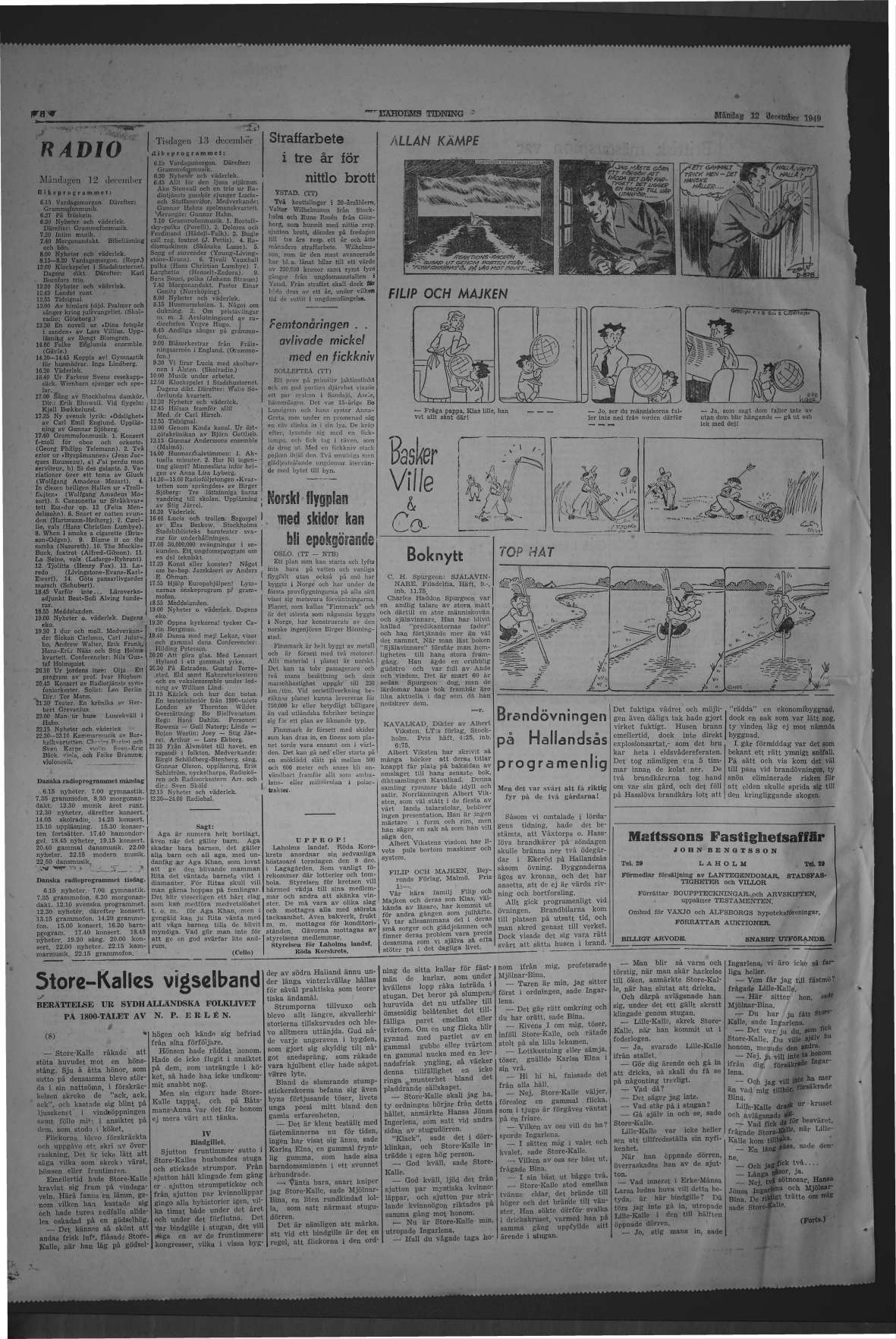 Laholms Tidning Måndag 12 december 1949, sida 6