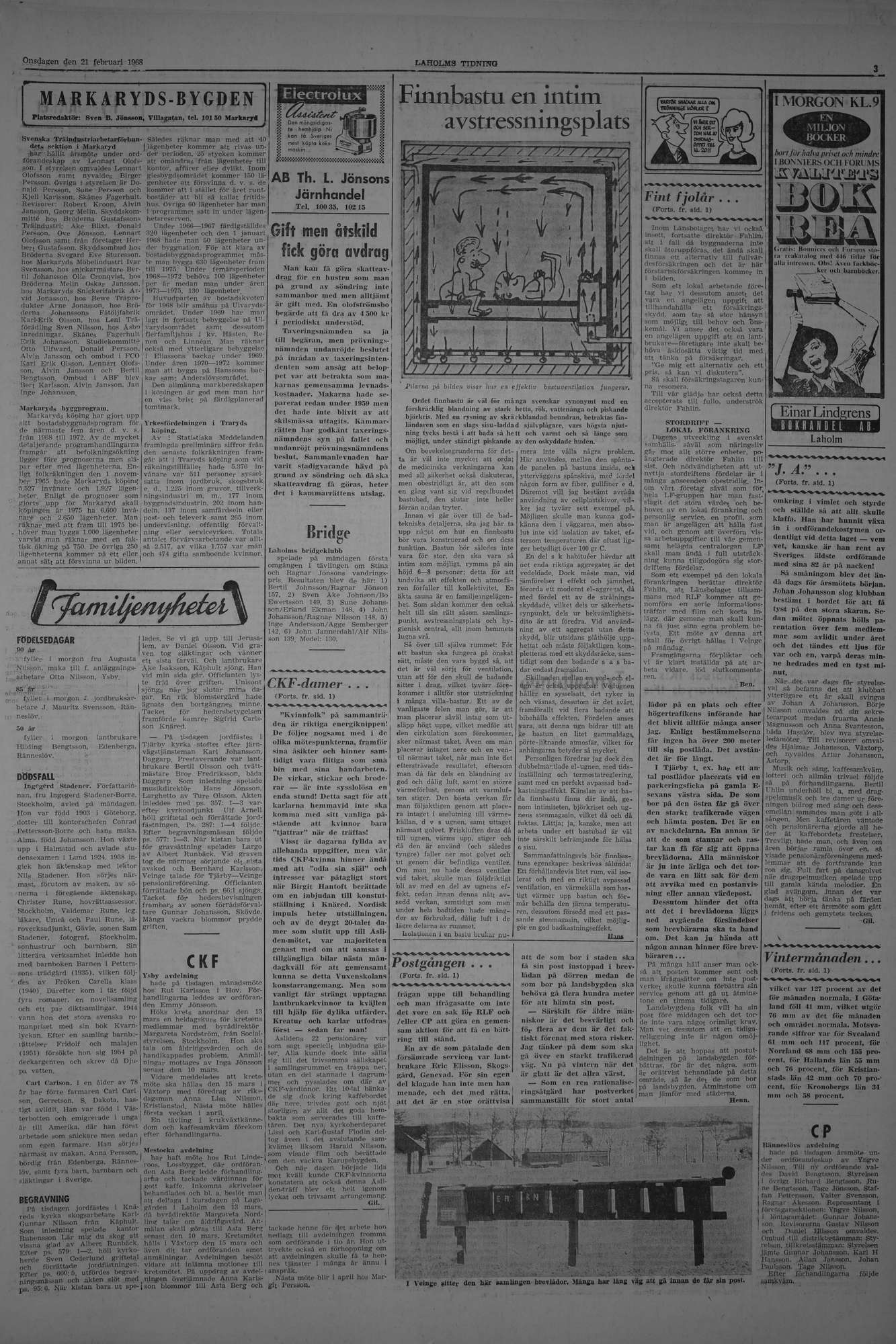 Laholms Tidning Onsdag 21 februari 1968, sida 3