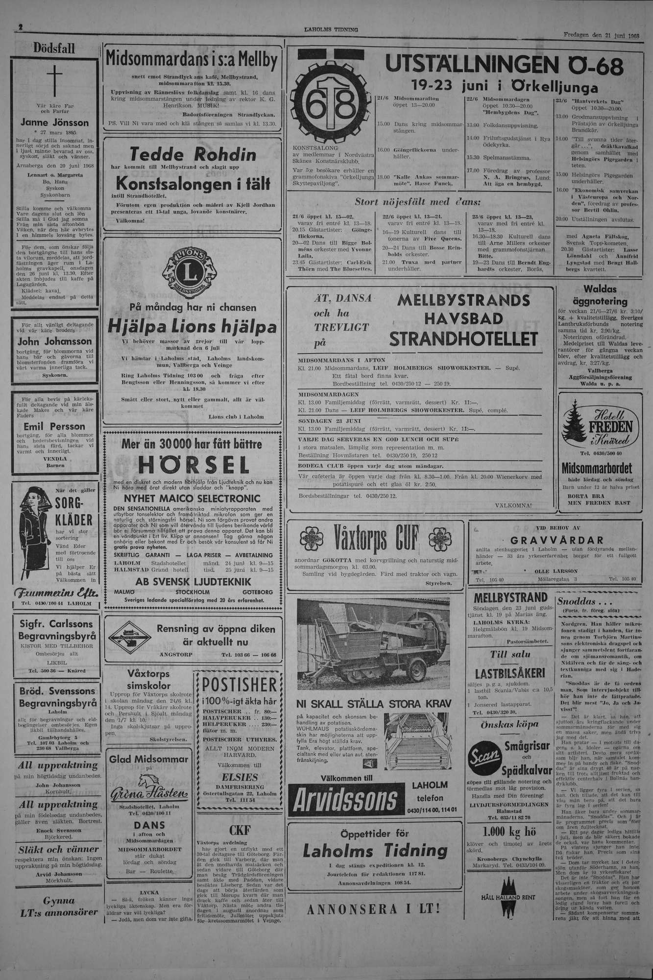 Laholms Tidning Fredag 21 juni 1968, sida 2
