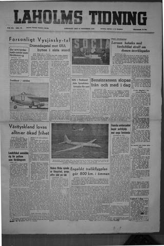Förstasidan, Lördag 12 november 1949