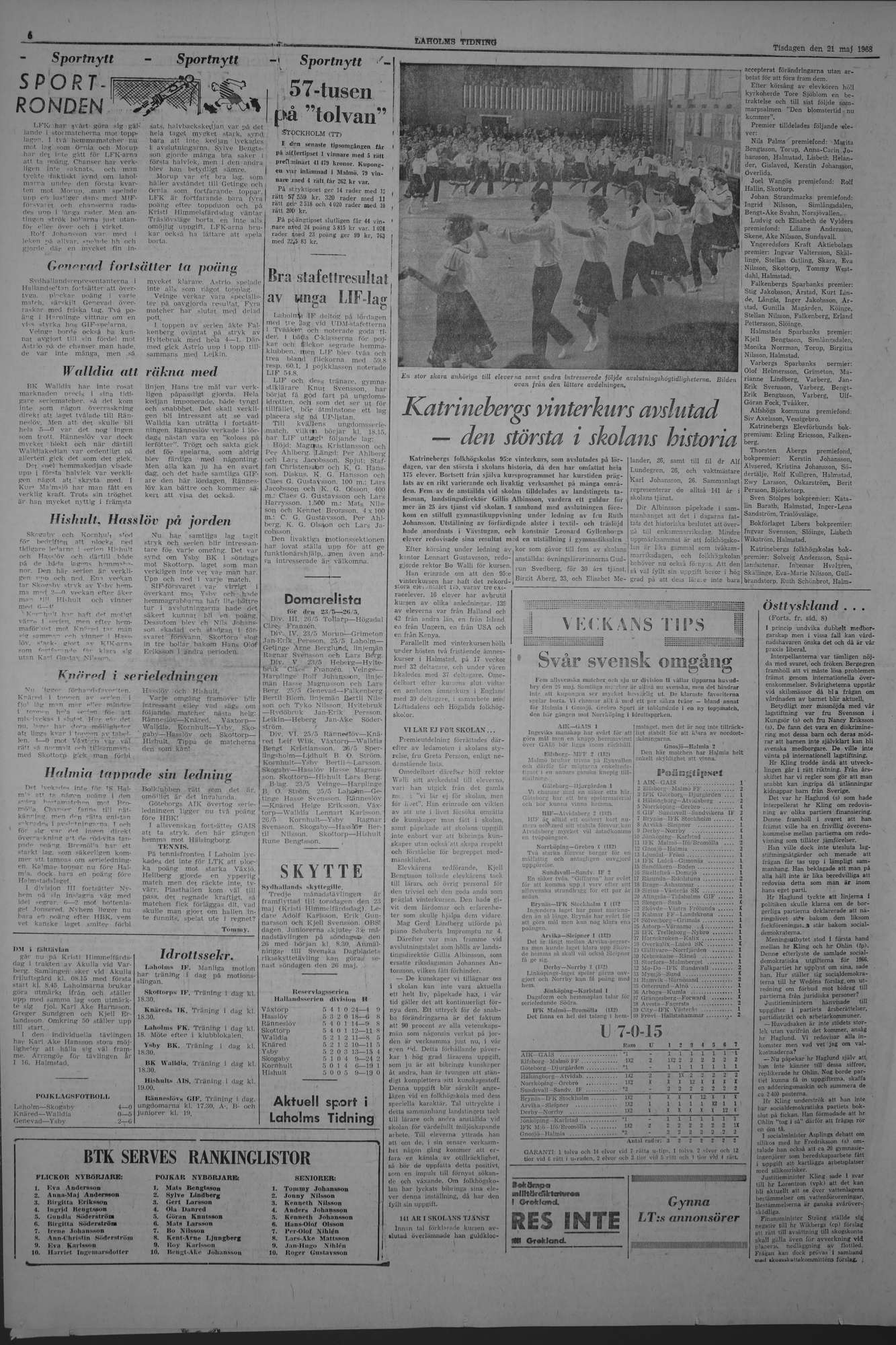 Laholms Tidning Tisdag 21 maj 1968, sida 6