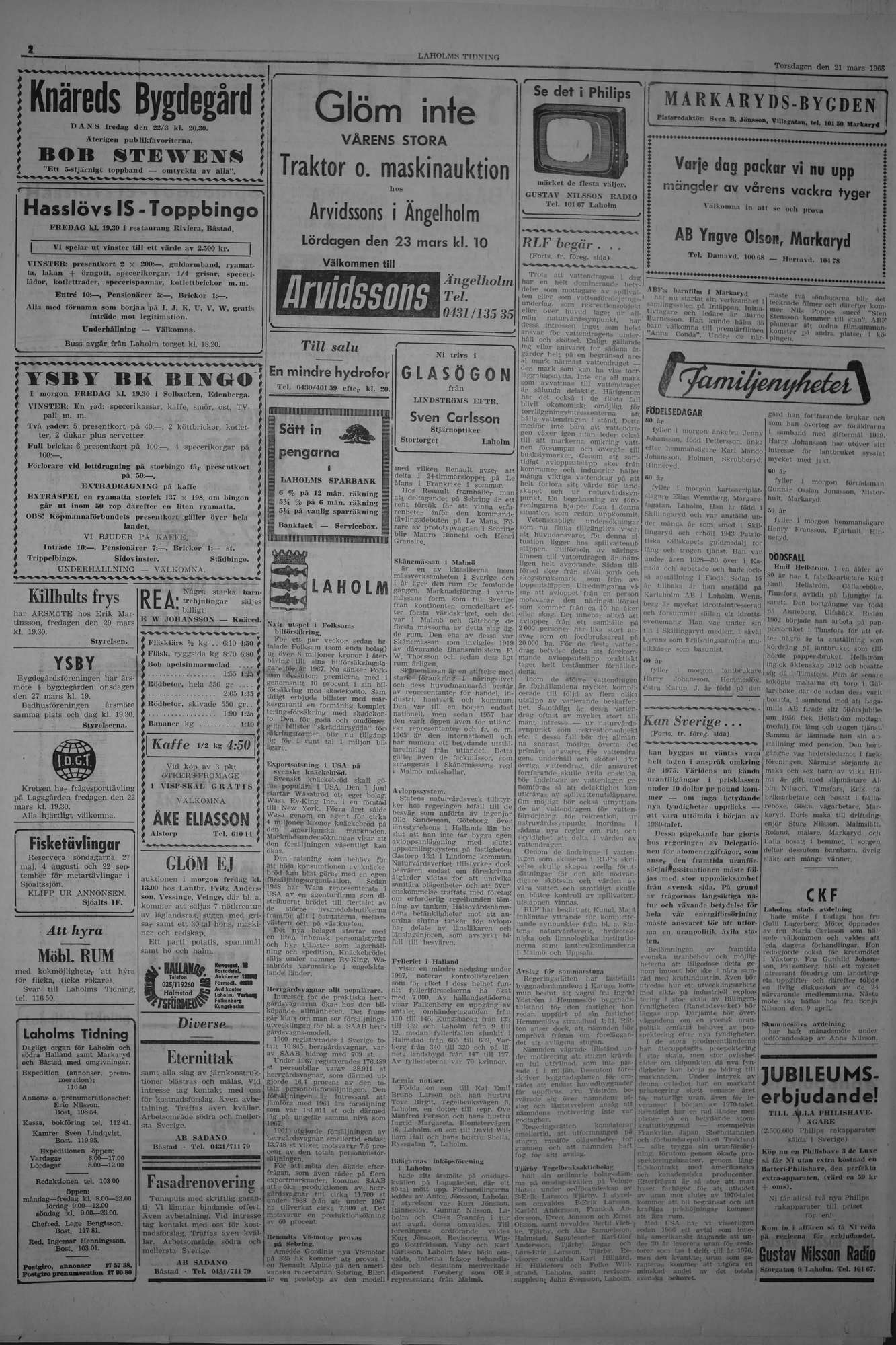 Laholms Tidning Torsdag 21 mars 1968, sida 2