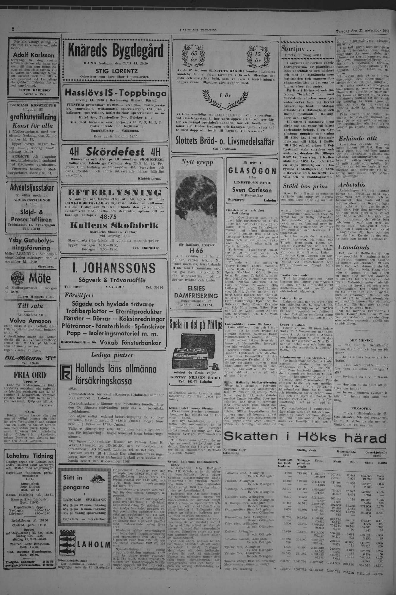 Laholms Tidning Torsdag 21 november 1968, sida 2