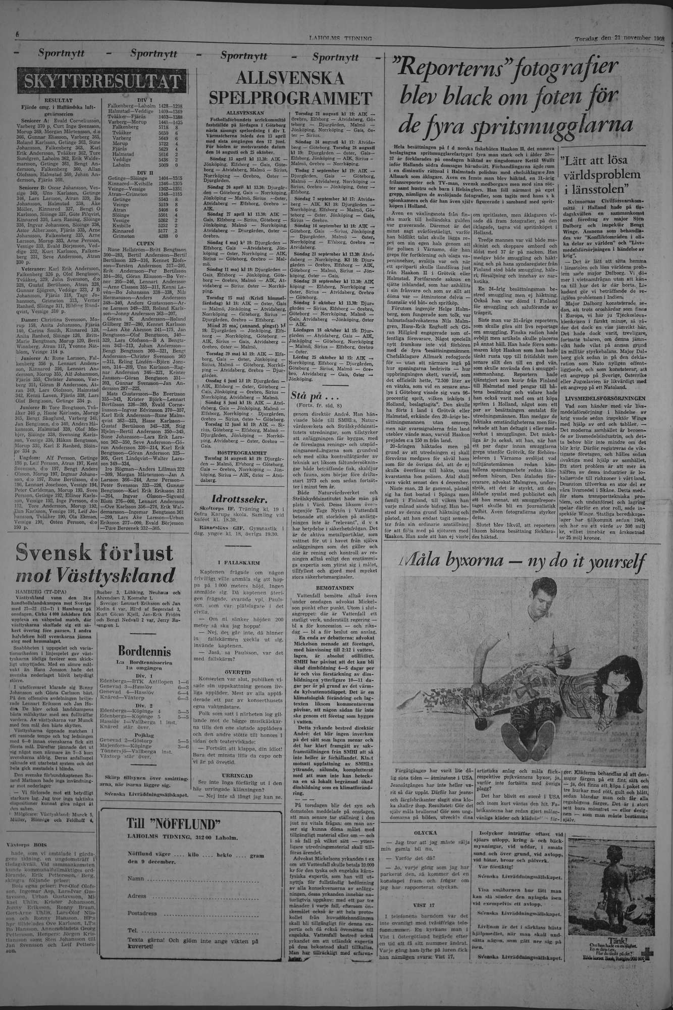 Laholms Tidning Torsdag 21 november 1968, sida 6