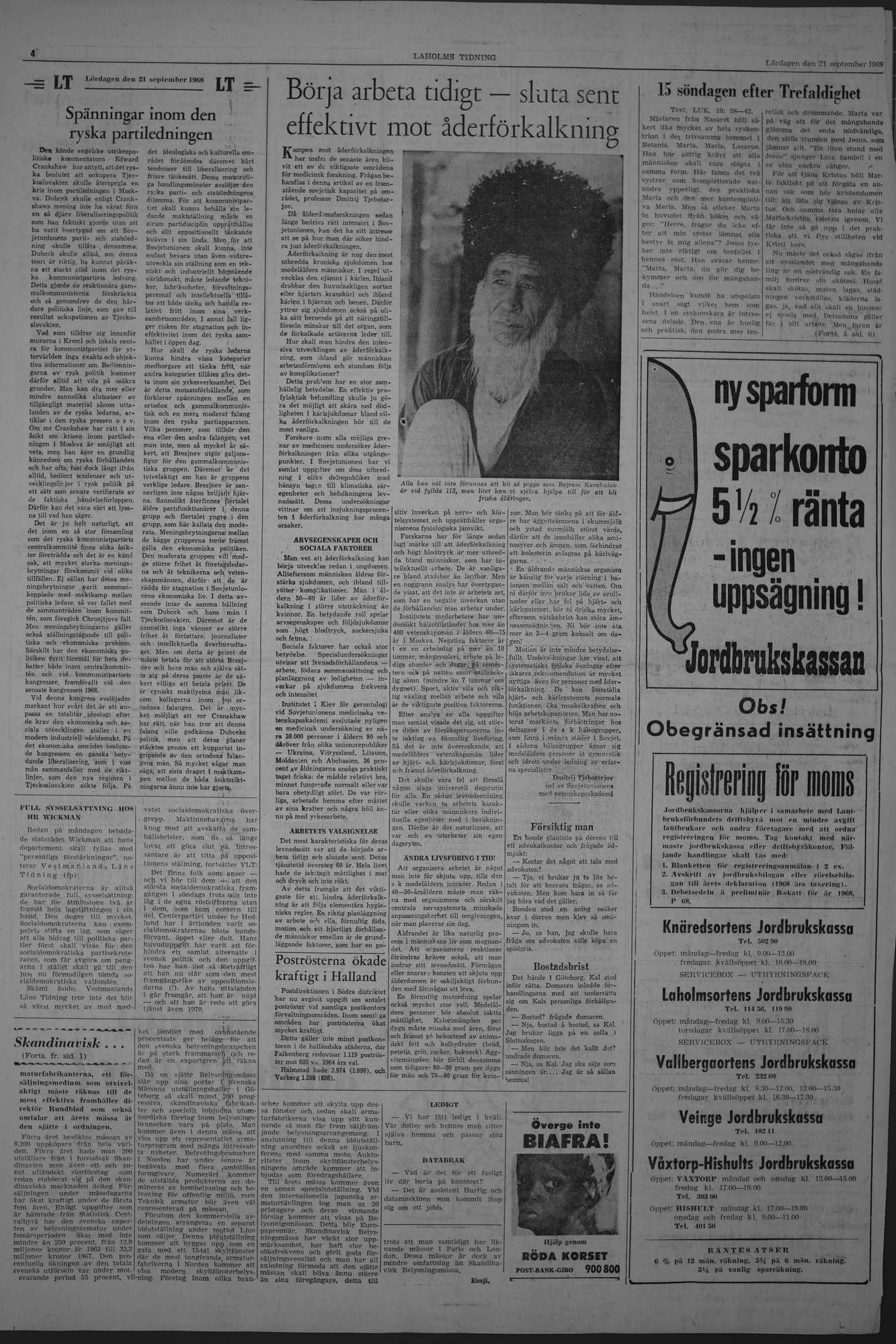 Laholms Tidning Lördag 21 september 1968, sida 4